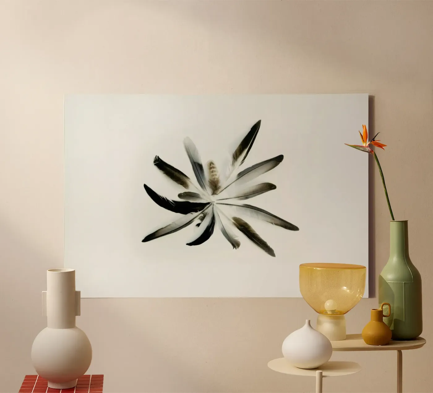 Feathers Circle canvas by Miles of Light