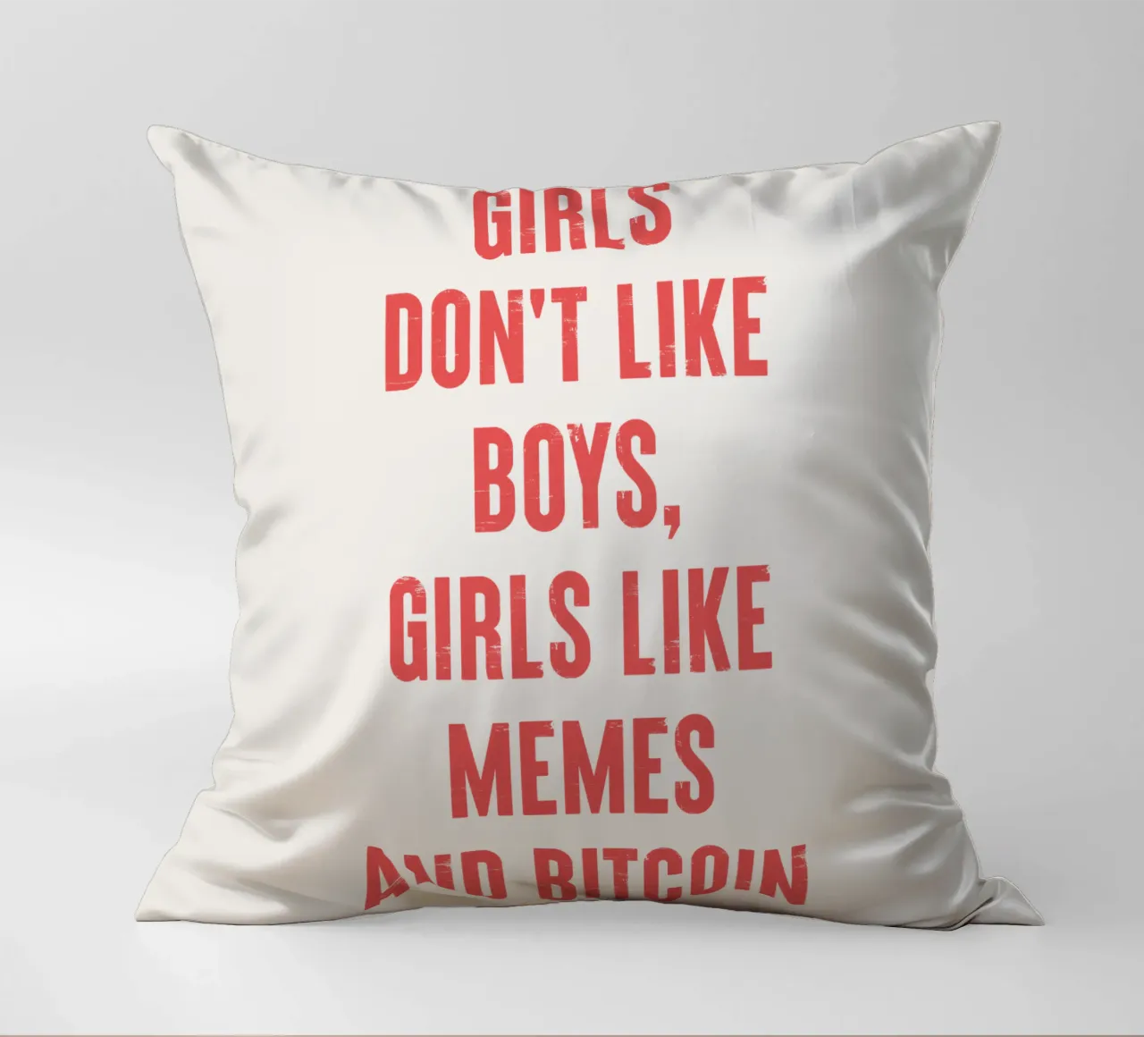 Alle ragazze non piacciono i ragazzi, alle ragazze piacciono i meme e i bitcoin cuscino da Vintagrafica