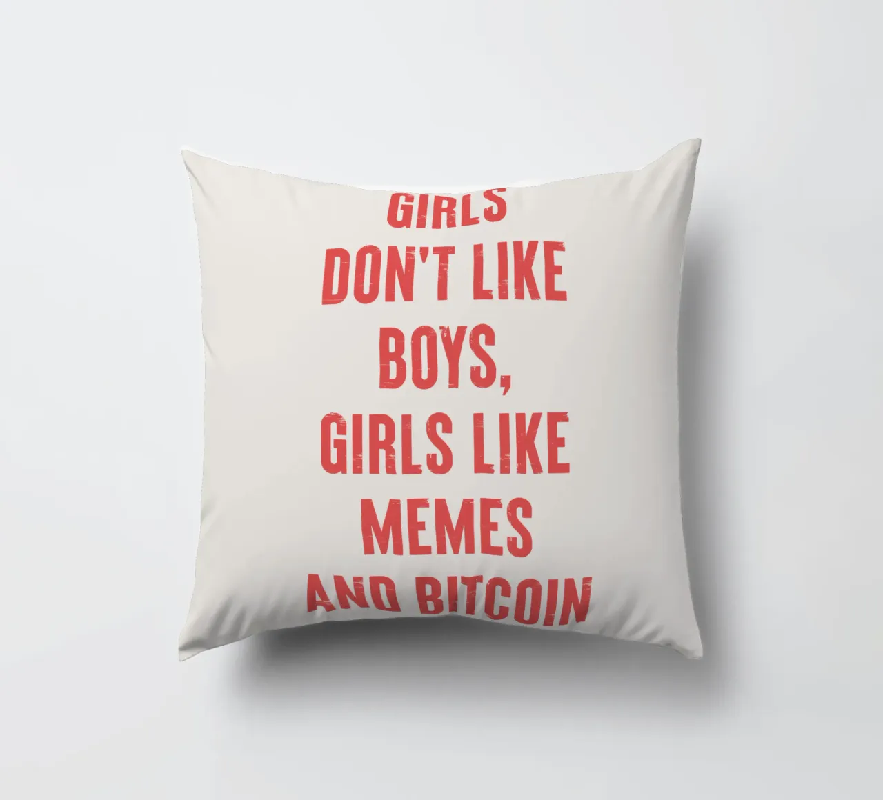 Alle ragazze non piacciono i ragazzi, alle ragazze piacciono i meme e i bitcoin cuscino da Vintagrafica