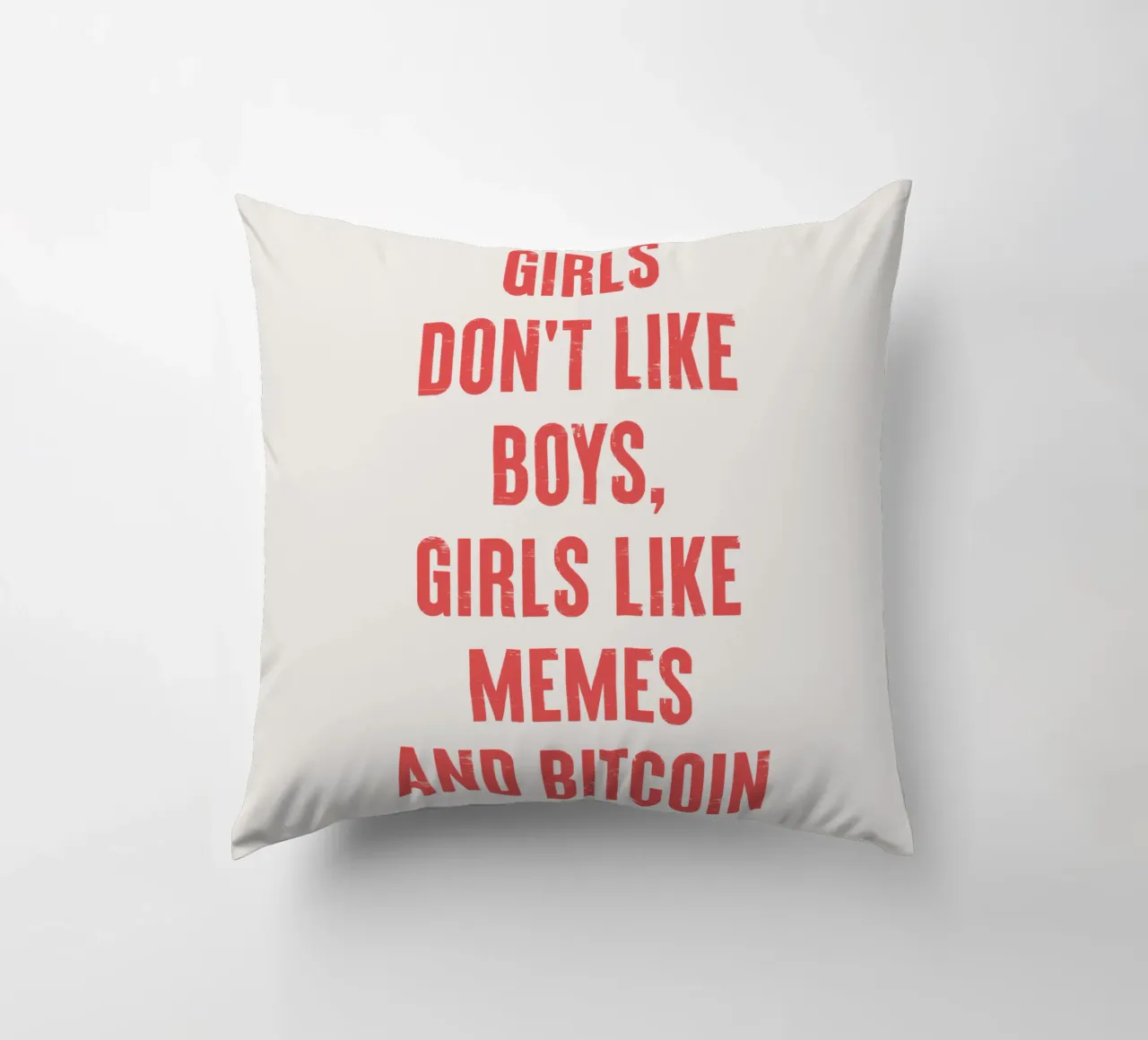 Alle ragazze non piacciono i ragazzi, alle ragazze piacciono i meme e i bitcoin cuscino da Vintagrafica