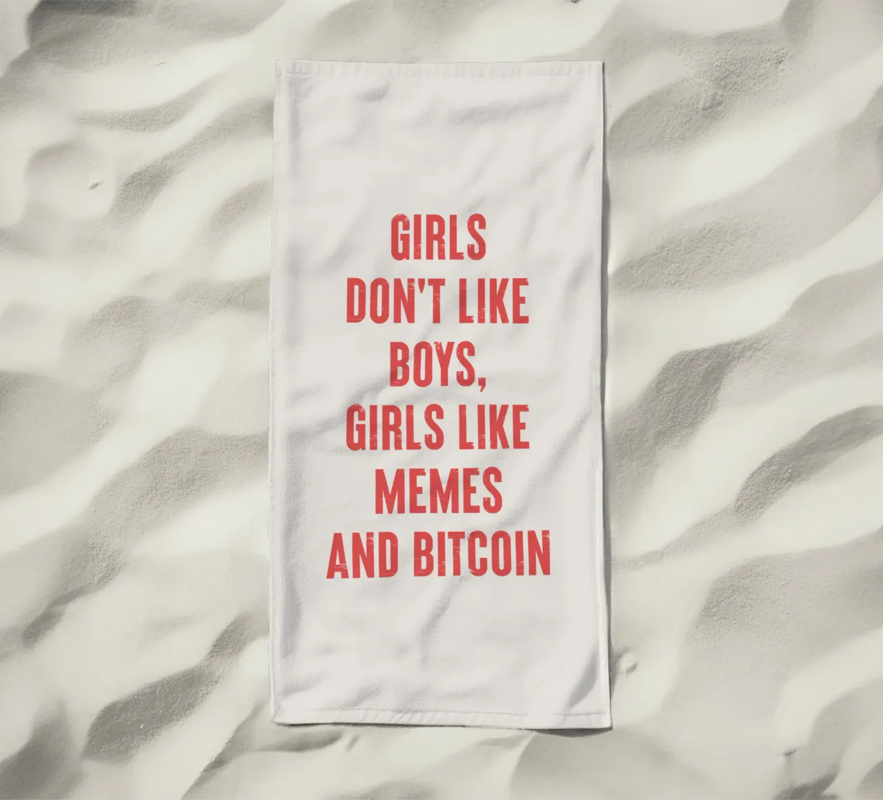 Alle ragazze non piacciono i ragazzi, alle ragazze piacciono i meme e i bitcoin telo mare da Vintagrafica