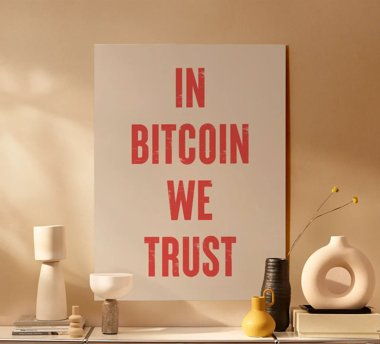 Confiamos en Bitcoin metacrilato de Vintagrafica