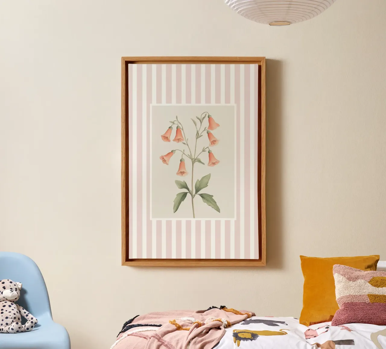 Illustrazione botanica di fiori a forma di campana tela con Cornice a cassetta da Melloi Art Print