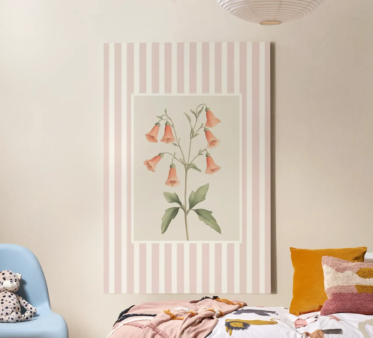 Illustrazione botanica di fiori a forma di campana tela con Cornice a cassetta da Melloi Art Print