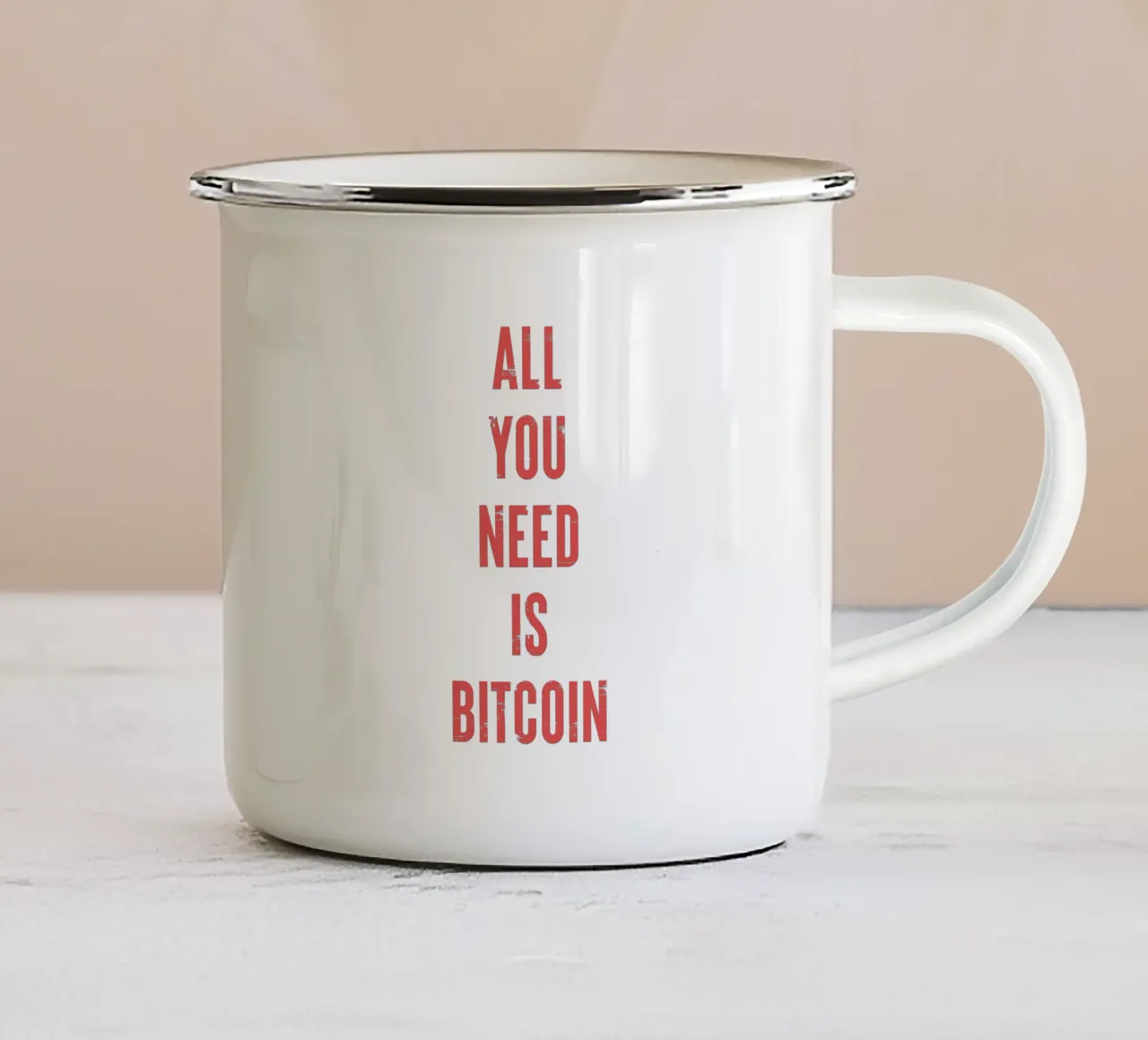 Tutto ciò che serve è Bitcoin tazza in smalto da Vintagrafica