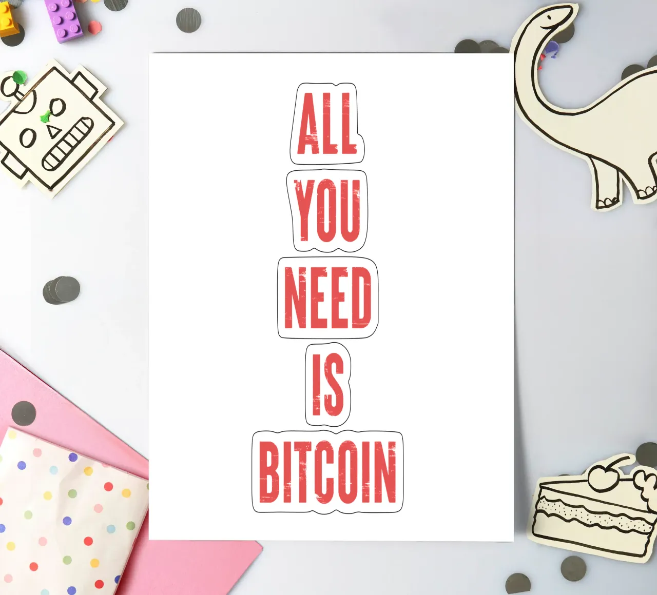 Tutto ciò che serve è Bitcoin foglio adesivo da Vintagrafica