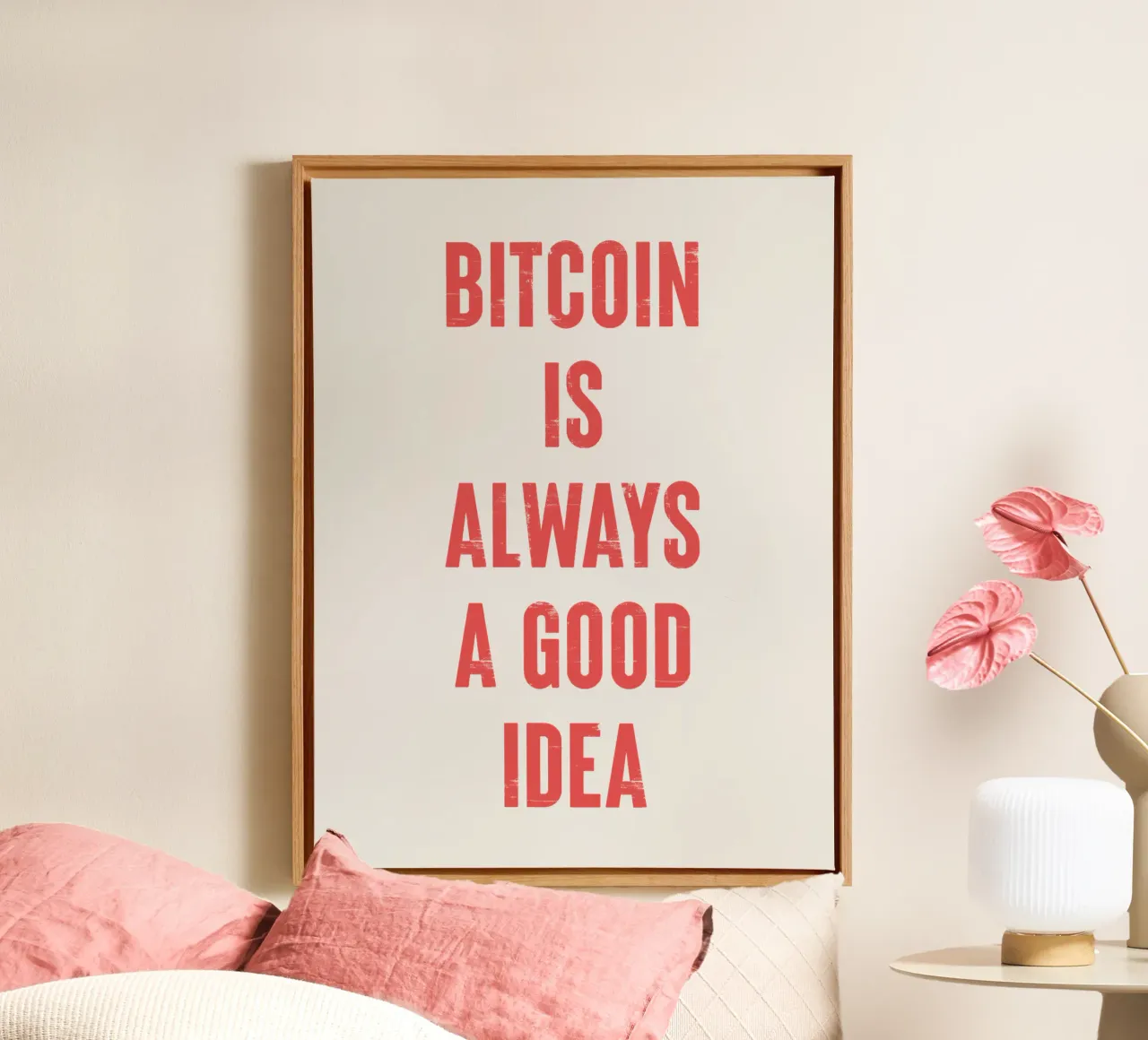 Il Bitcoin è sempre una buona idea tela con Cornice a cassetta da Vintagrafica