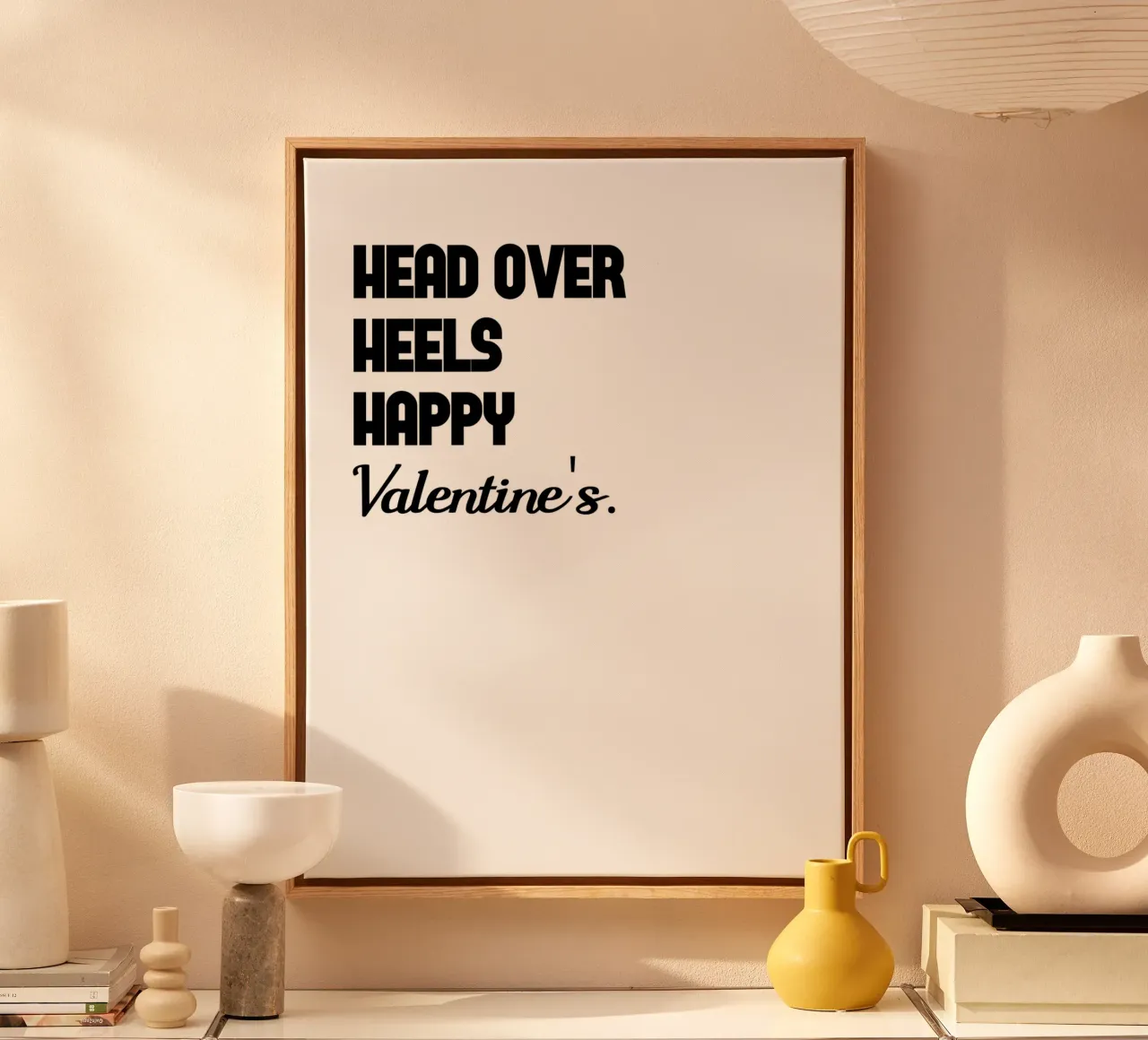 Head Over Heels Feliz San Valentín lienzo con Marco flotante de YV TYPOGRAPHY