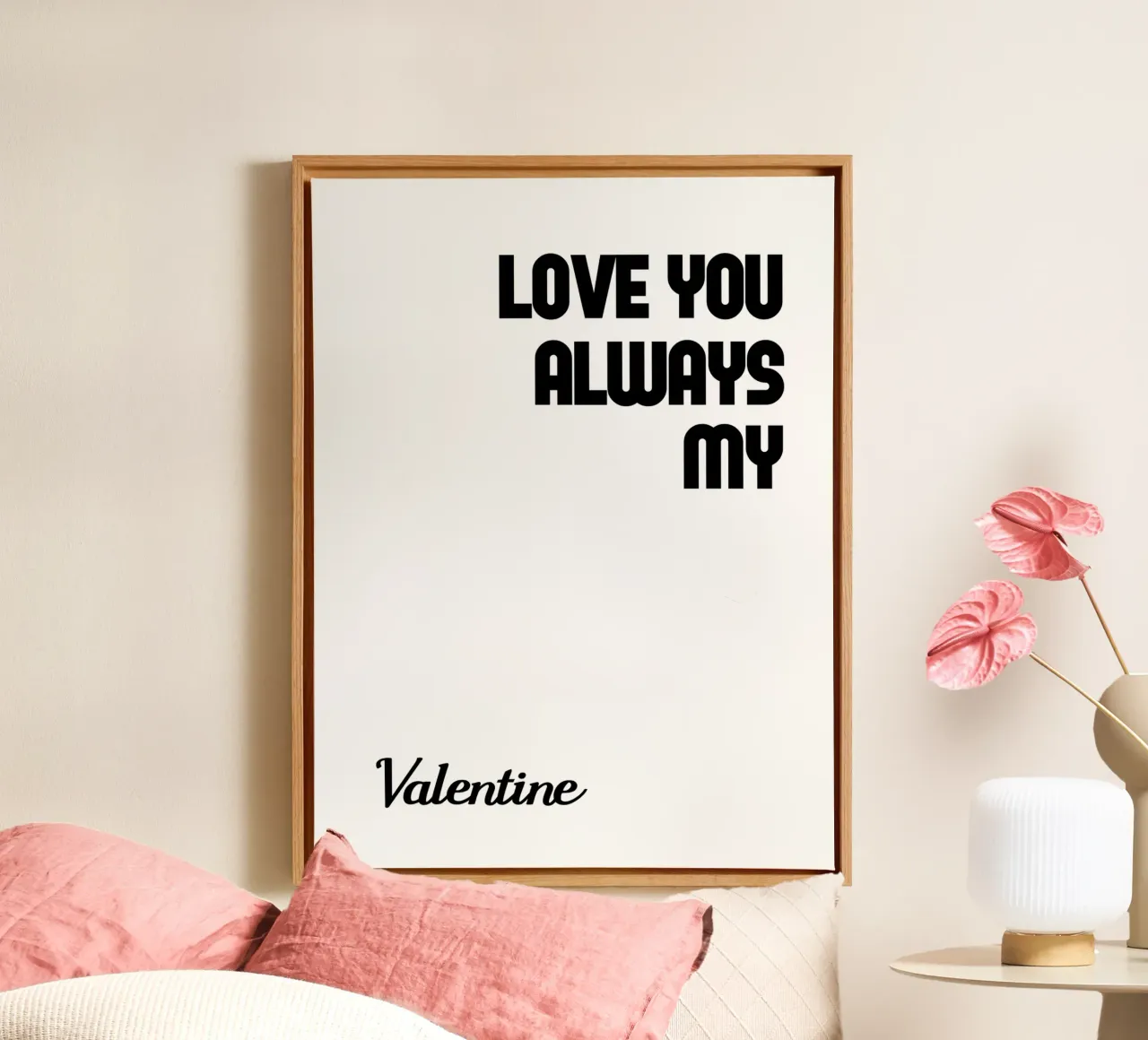 Ich liebe dich immer mein Valentin Leinwand mit Schattenfugenrahmen von YV TYPOGRAPHY