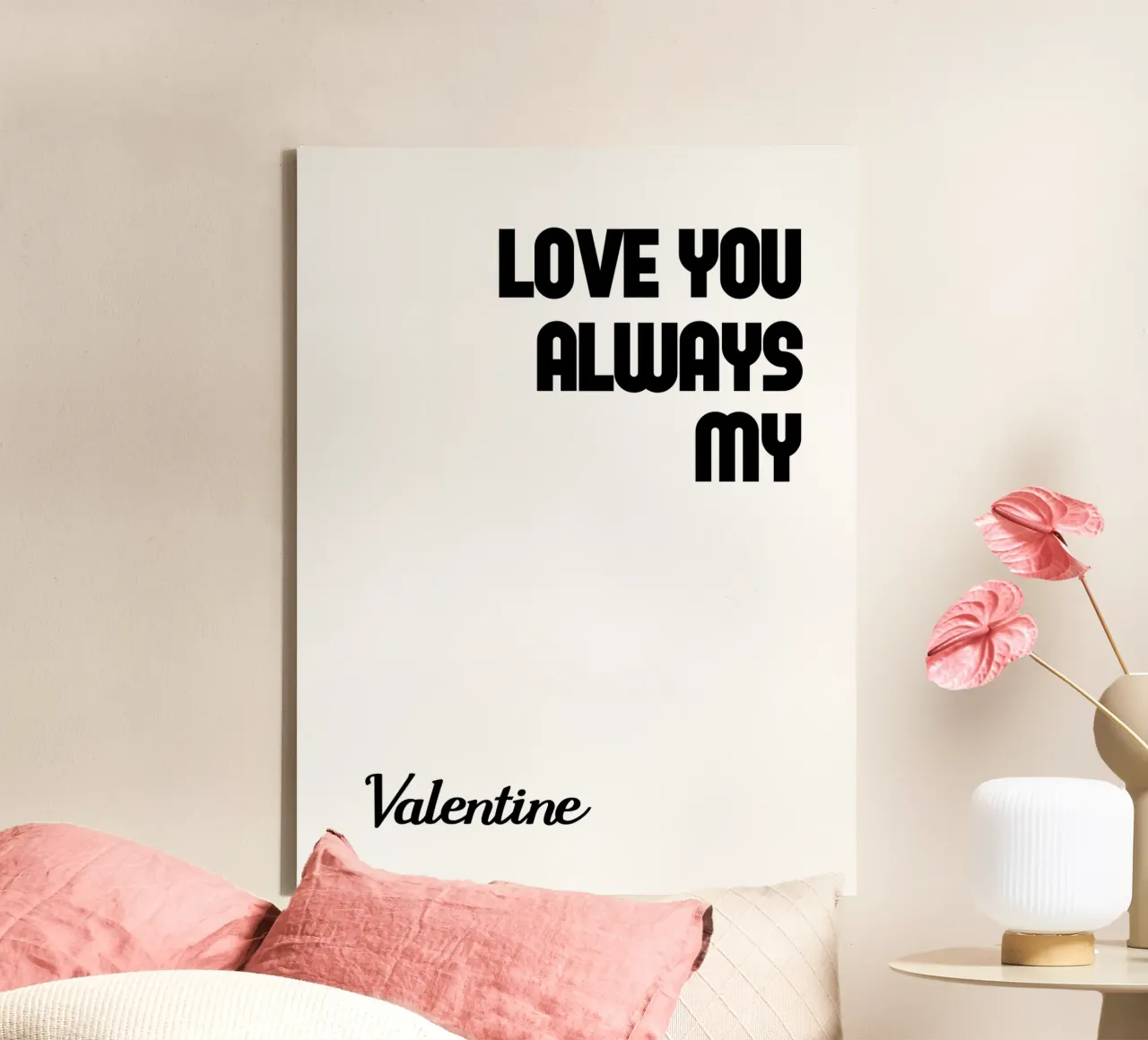 Ich liebe dich immer mein Valentin Leinwand mit Schattenfugenrahmen von YV TYPOGRAPHY