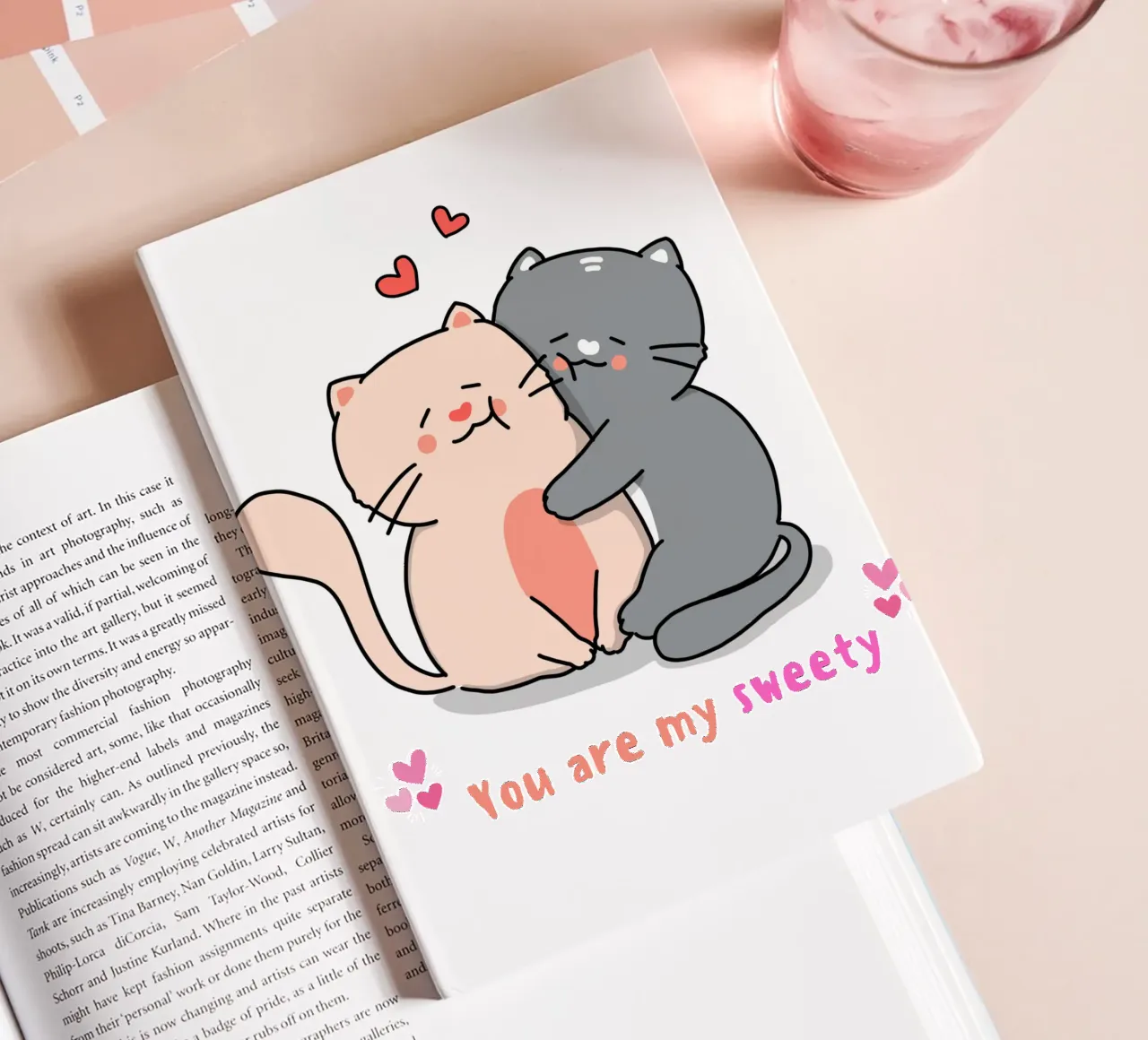 valentine day, cat you are my sweety funny design notebook by onefeelshop