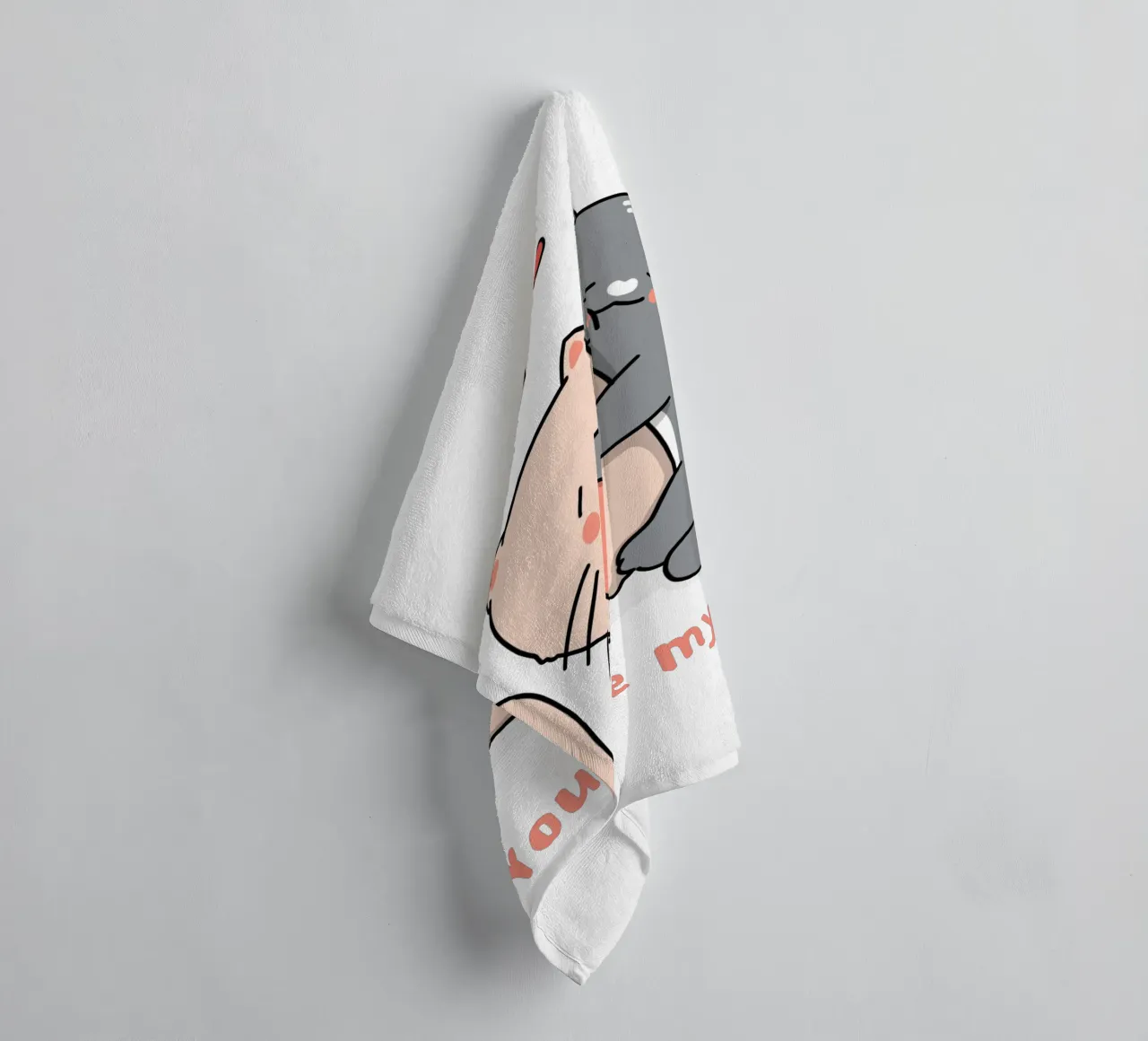 valentine day, cat you are my sweety funny design towel by onefeelshop