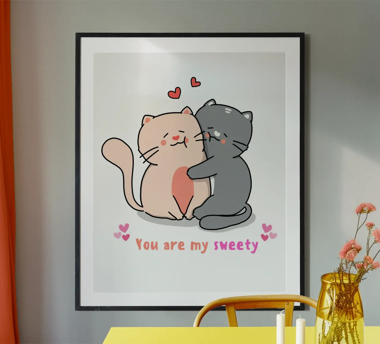 jour de la valentine, chat tu es mon chéri dessin amusant hahnemühle de onefeelshop
