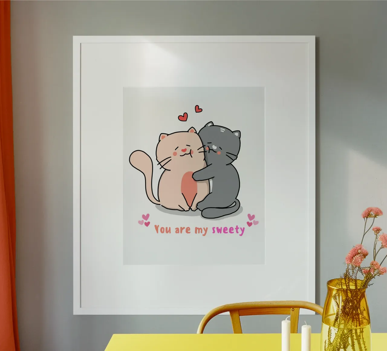 jour de la valentine, chat tu es mon chéri dessin amusant hahnemühle de onefeelshop