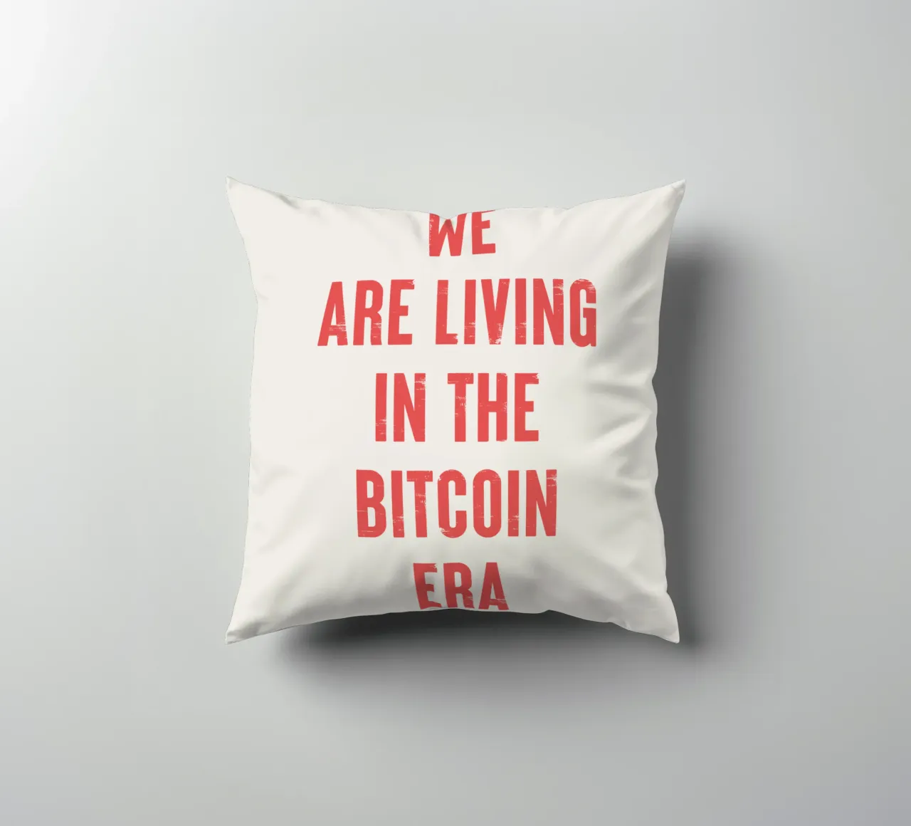 We are living in the Bitcoin Era decorative cushion by Vintagrafica