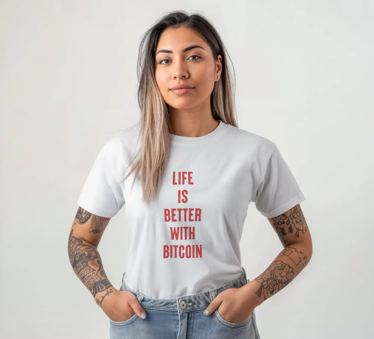 Vivere è meglio con Bitcoin t-shirt da Vintagrafica