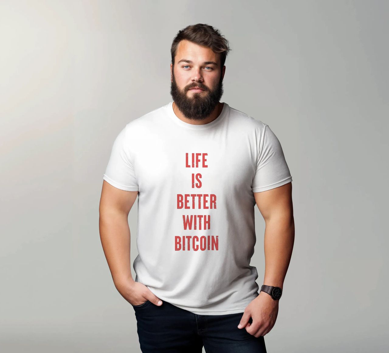 Vivere è meglio con Bitcoin t-shirt da Vintagrafica