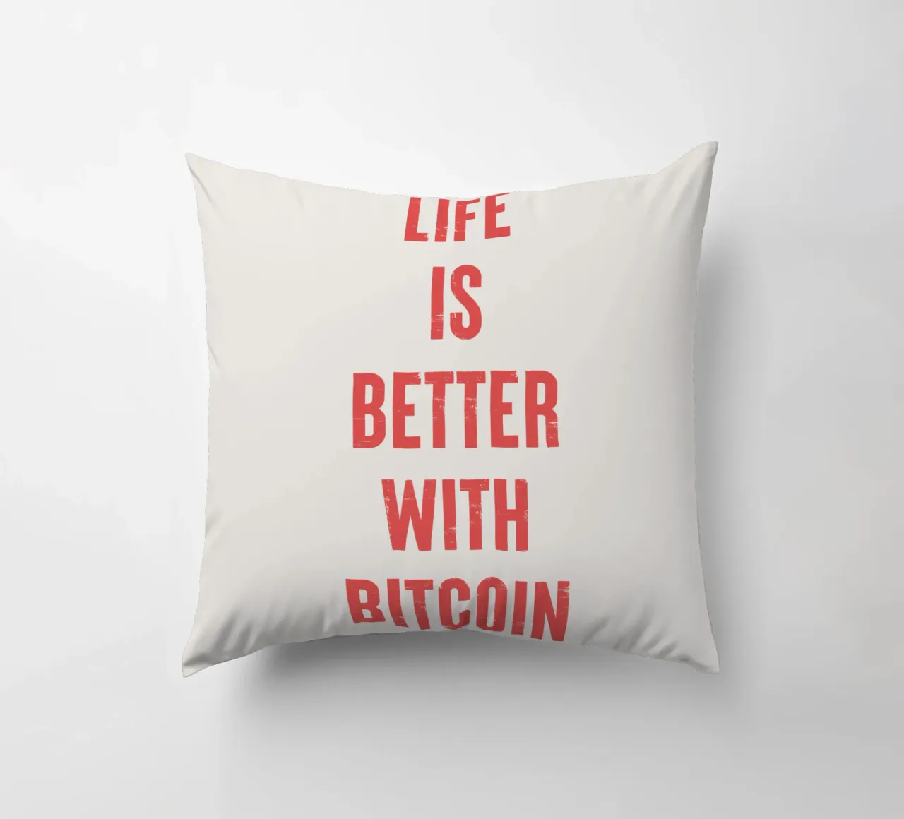 Mit Bitcoin lebt es sich besser Kissen von Vintagrafica