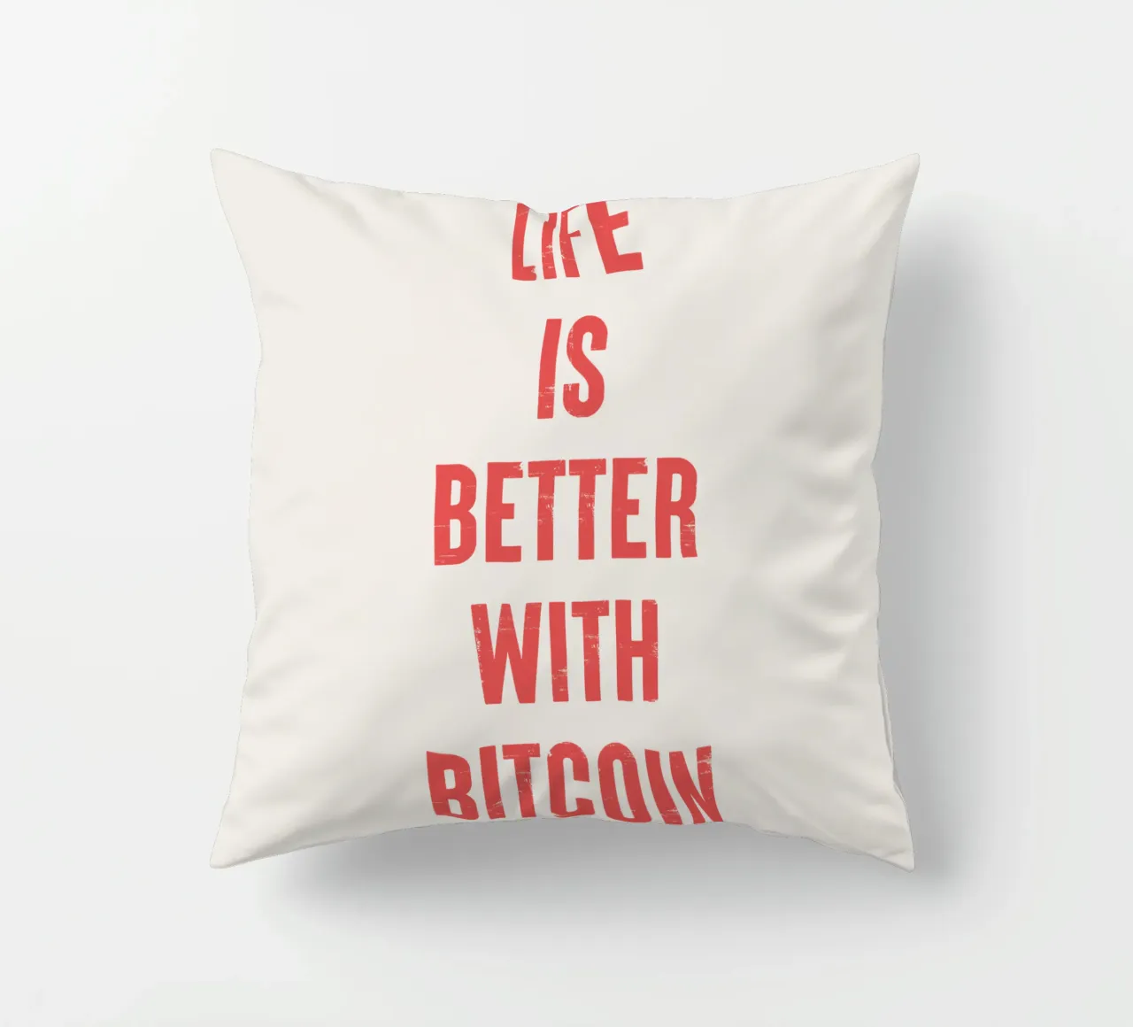 Mit Bitcoin lebt es sich besser Kissen von Vintagrafica