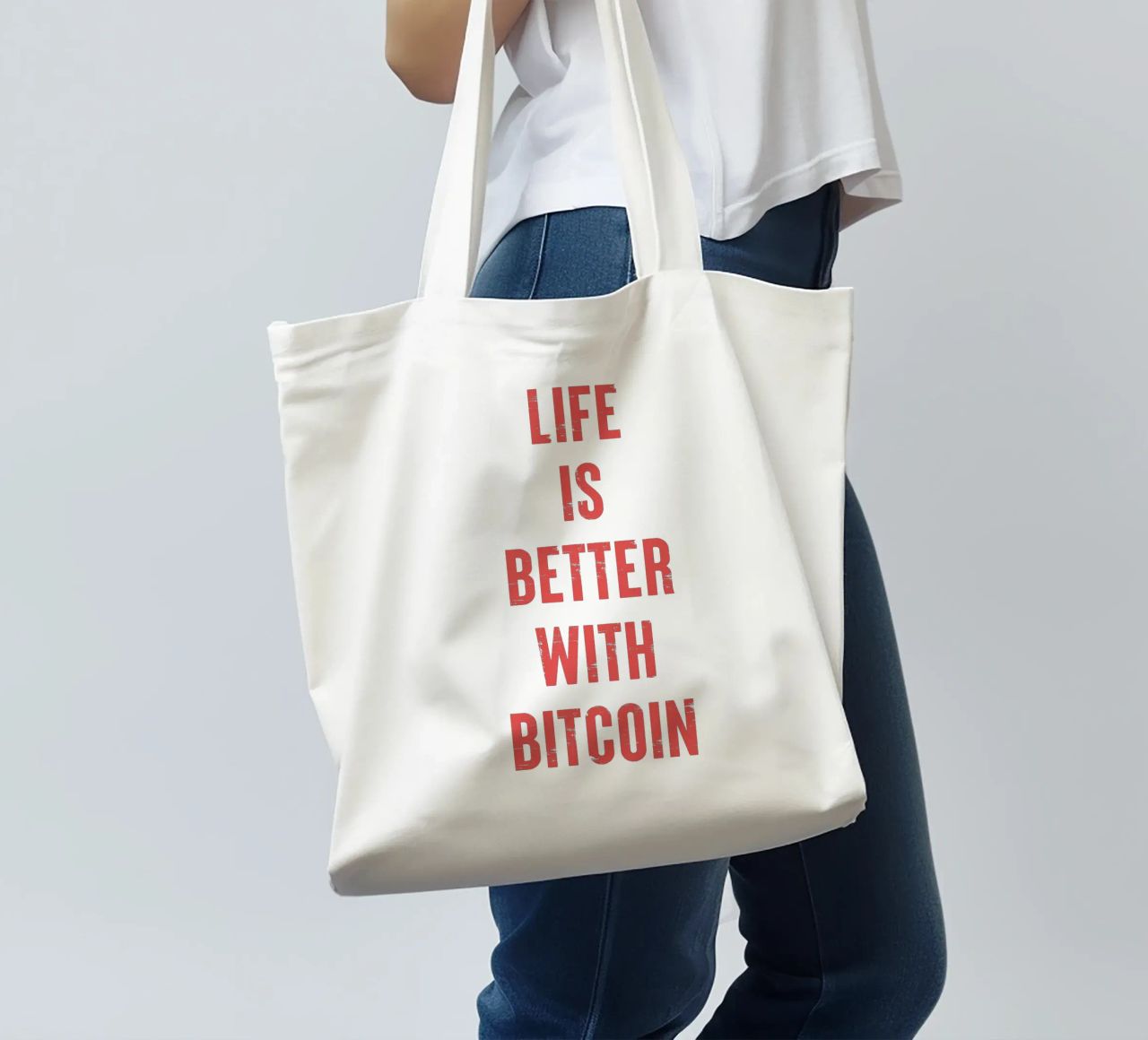 Vivere è meglio con Bitcoin borsa in juta da Vintagrafica