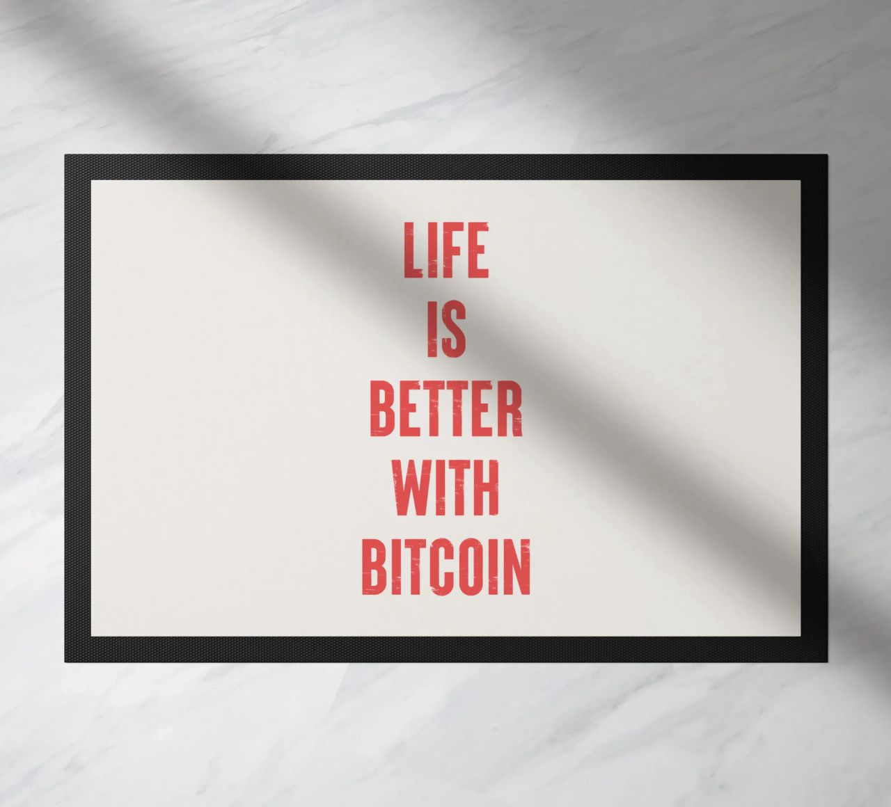 Vivere è meglio con Bitcoin zerbino da Vintagrafica