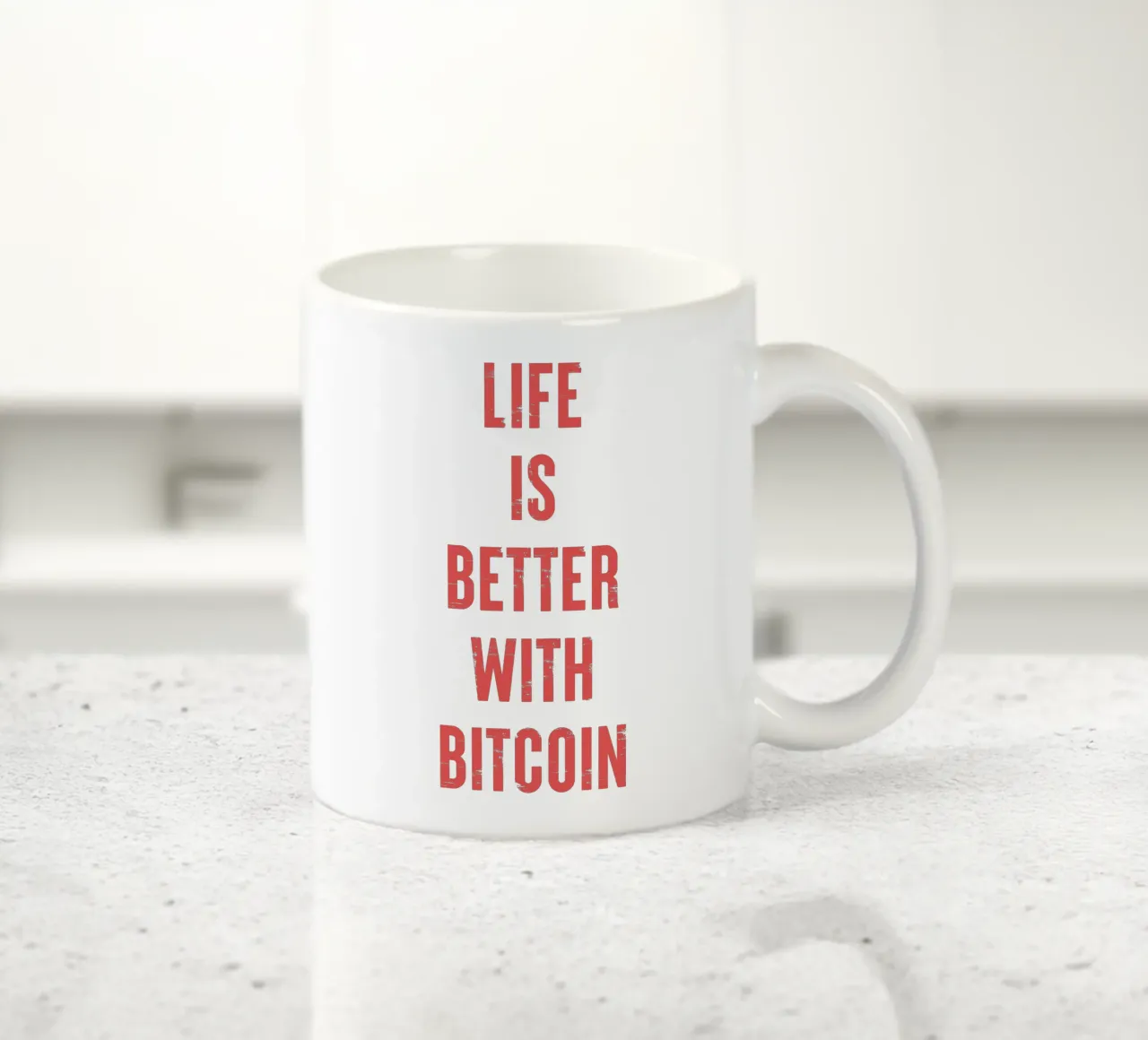Vivre mieux avec Bitcoin mug en céramique de Vintagrafica