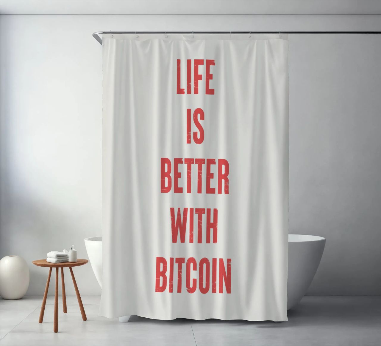 Vivere è meglio con Bitcoin tenda da doccia da Vintagrafica