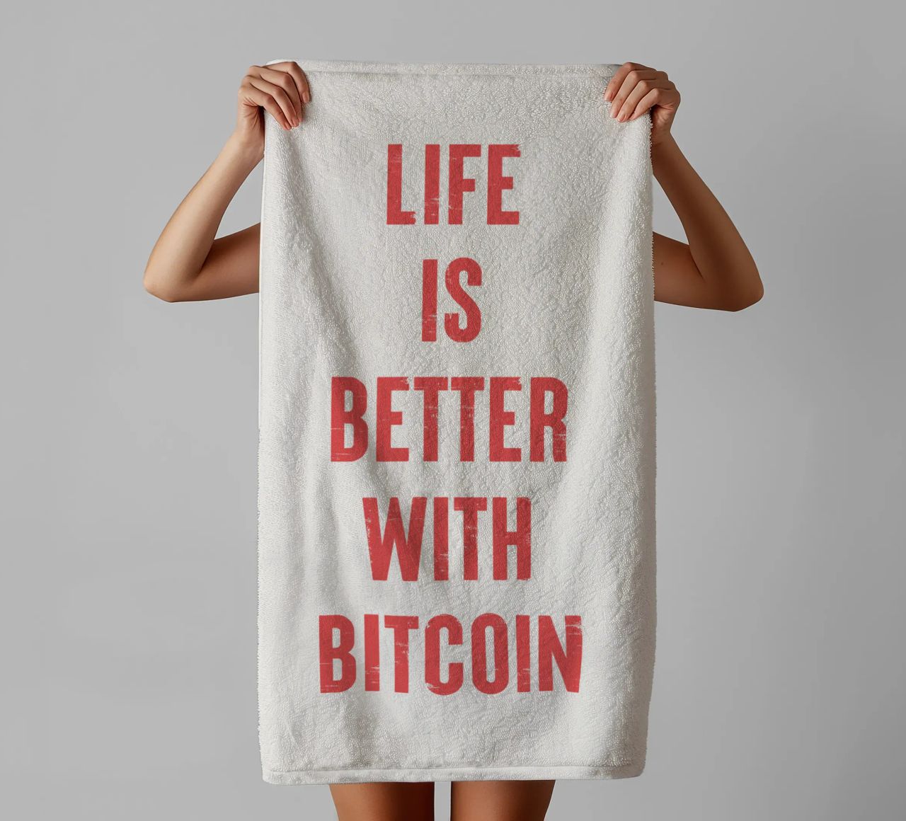 Vivere è meglio con Bitcoin asciugamano da bagno da Vintagrafica