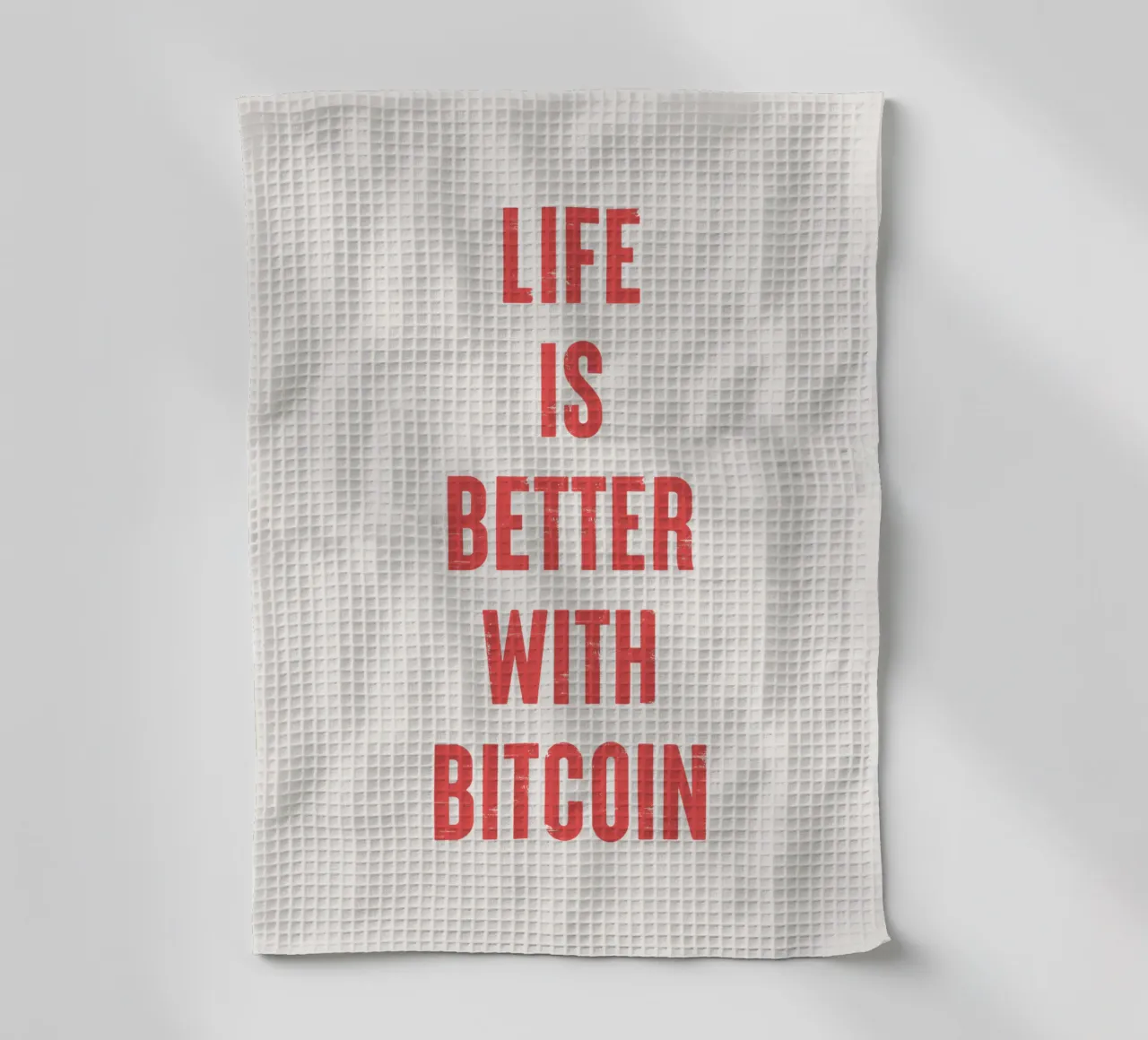 Vivere è meglio con Bitcoin canovaccio da cucina da Vintagrafica