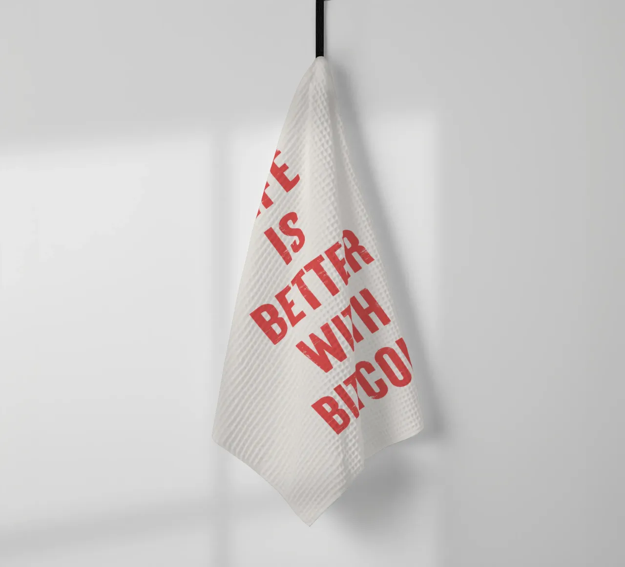 Vivir es mejor con Bitcoin paño de cocina de Vintagrafica