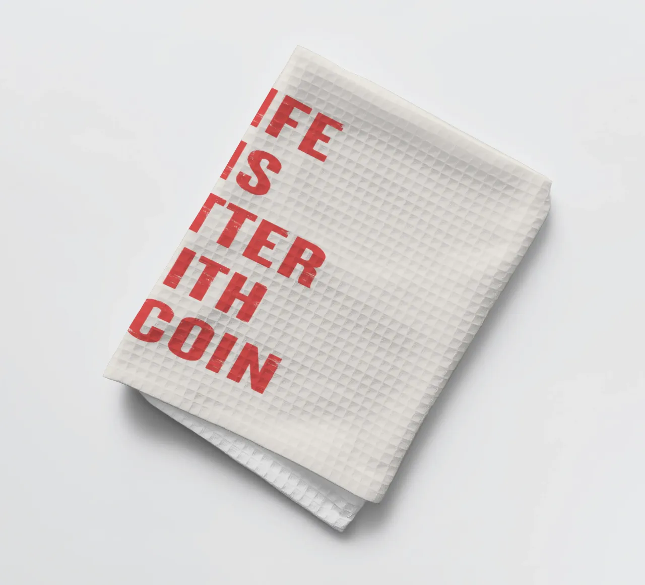 Vivere è meglio con Bitcoin canovaccio da cucina da Vintagrafica