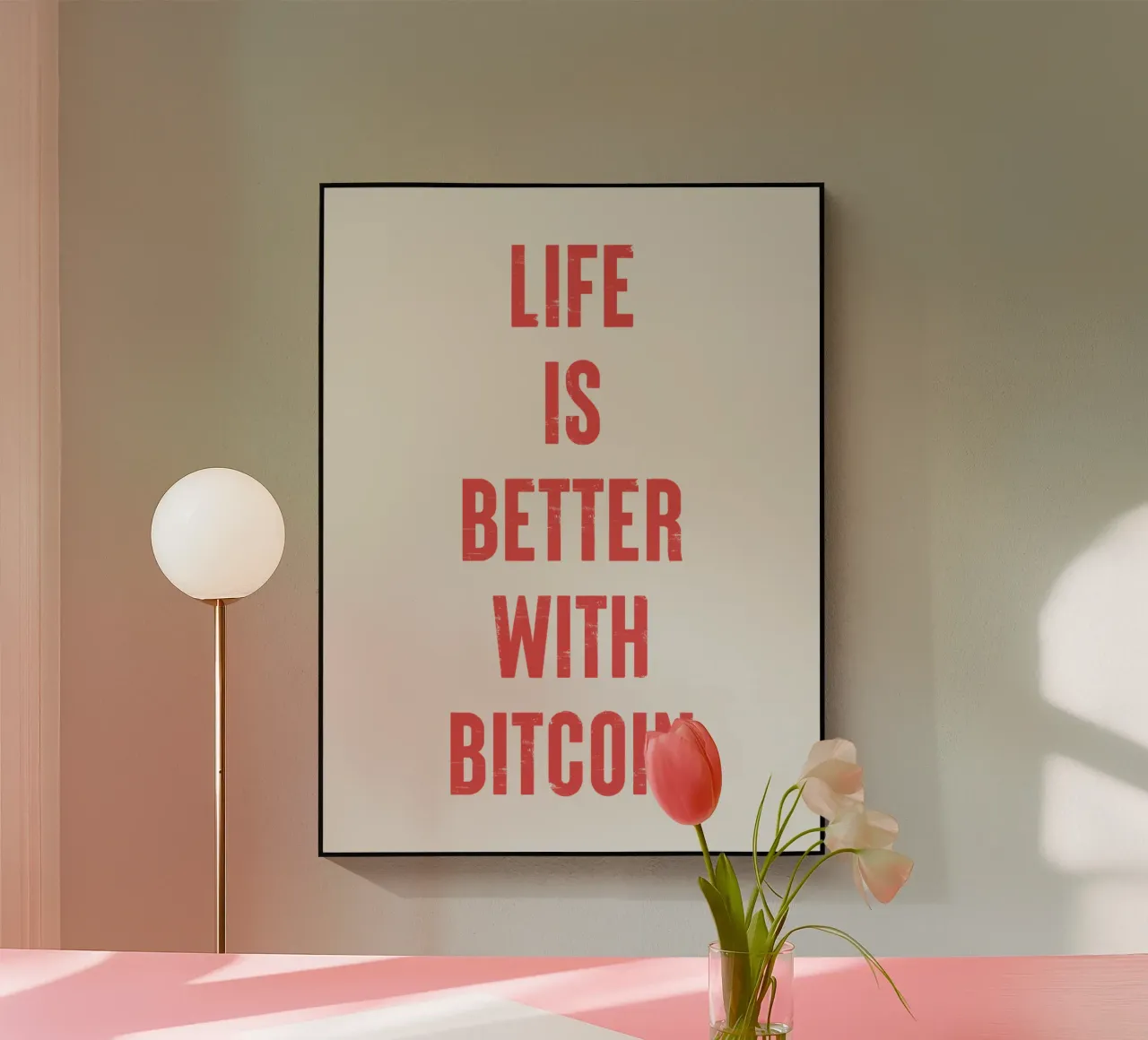 Vivere è meglio con Bitcoin plexiglass da Vintagrafica