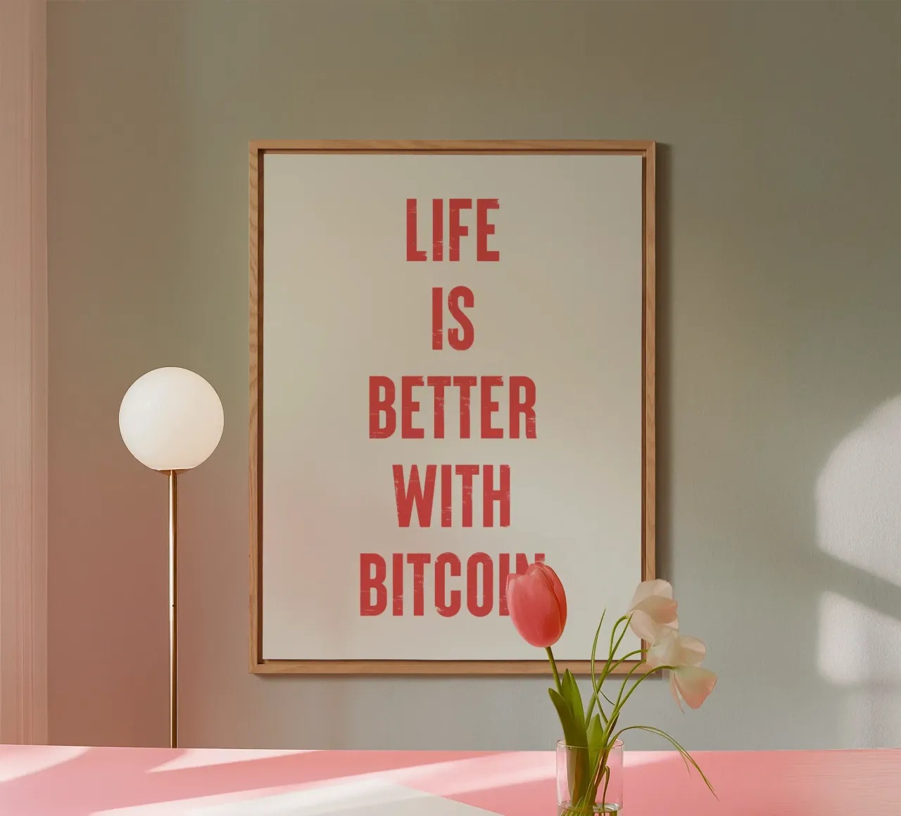 Vivere è meglio con Bitcoin alluminio dibond da Vintagrafica