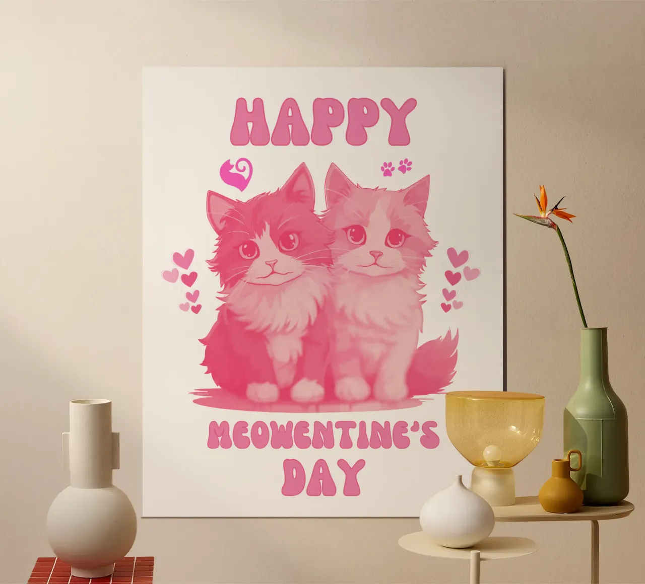 Happy Meowentine's Day lustiges Kunstdesign Poster von onefeelshop