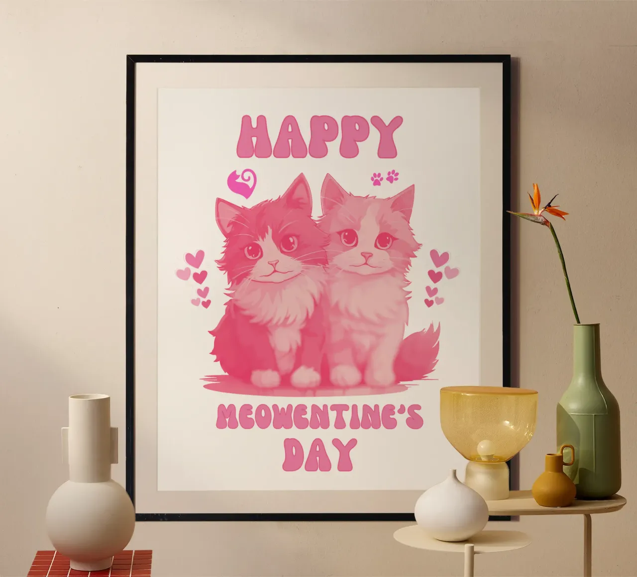 Happy Meowentine's Day lustiges Kunstdesign Poster von onefeelshop
