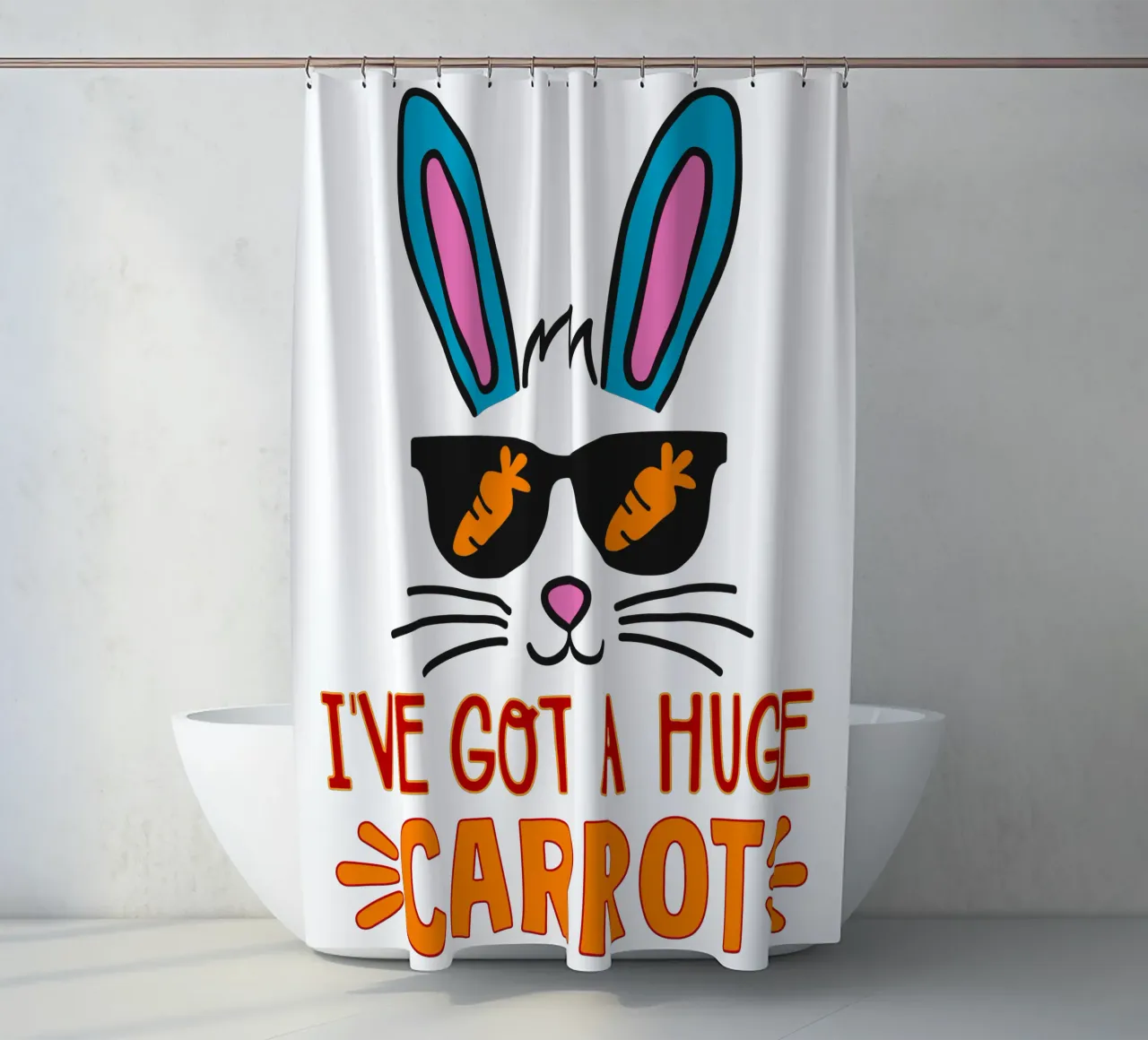 ive got a huge carrot, happy easter funny art shower curtain by onefeelshop
