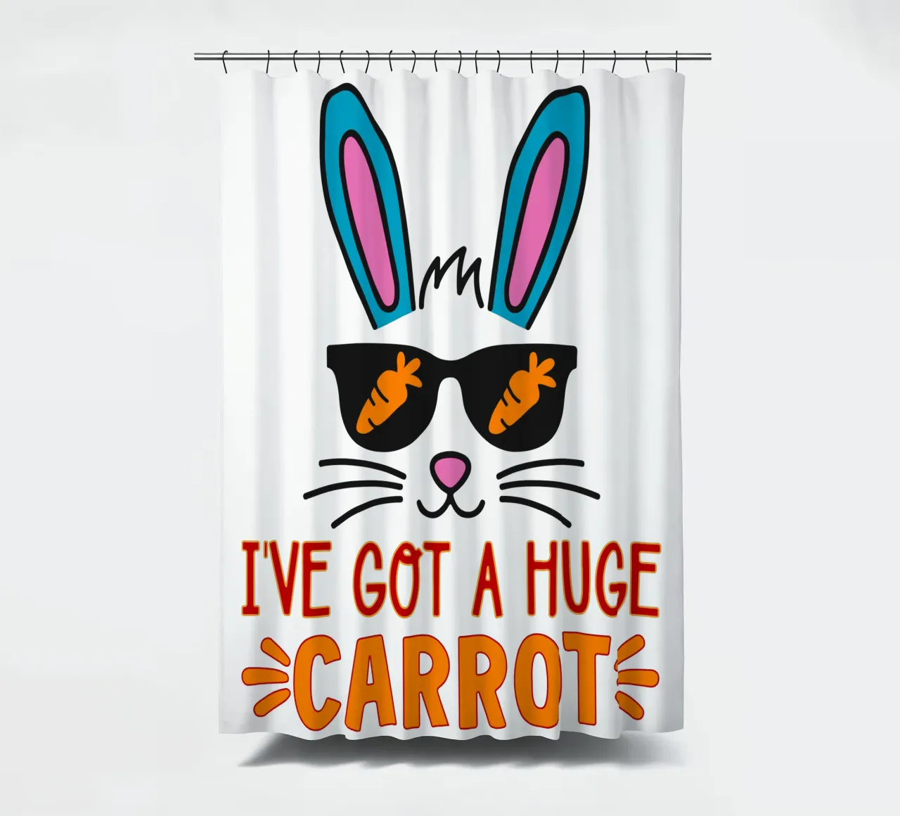 ive got a huge carrot, happy easter funny art shower curtain by onefeelshop