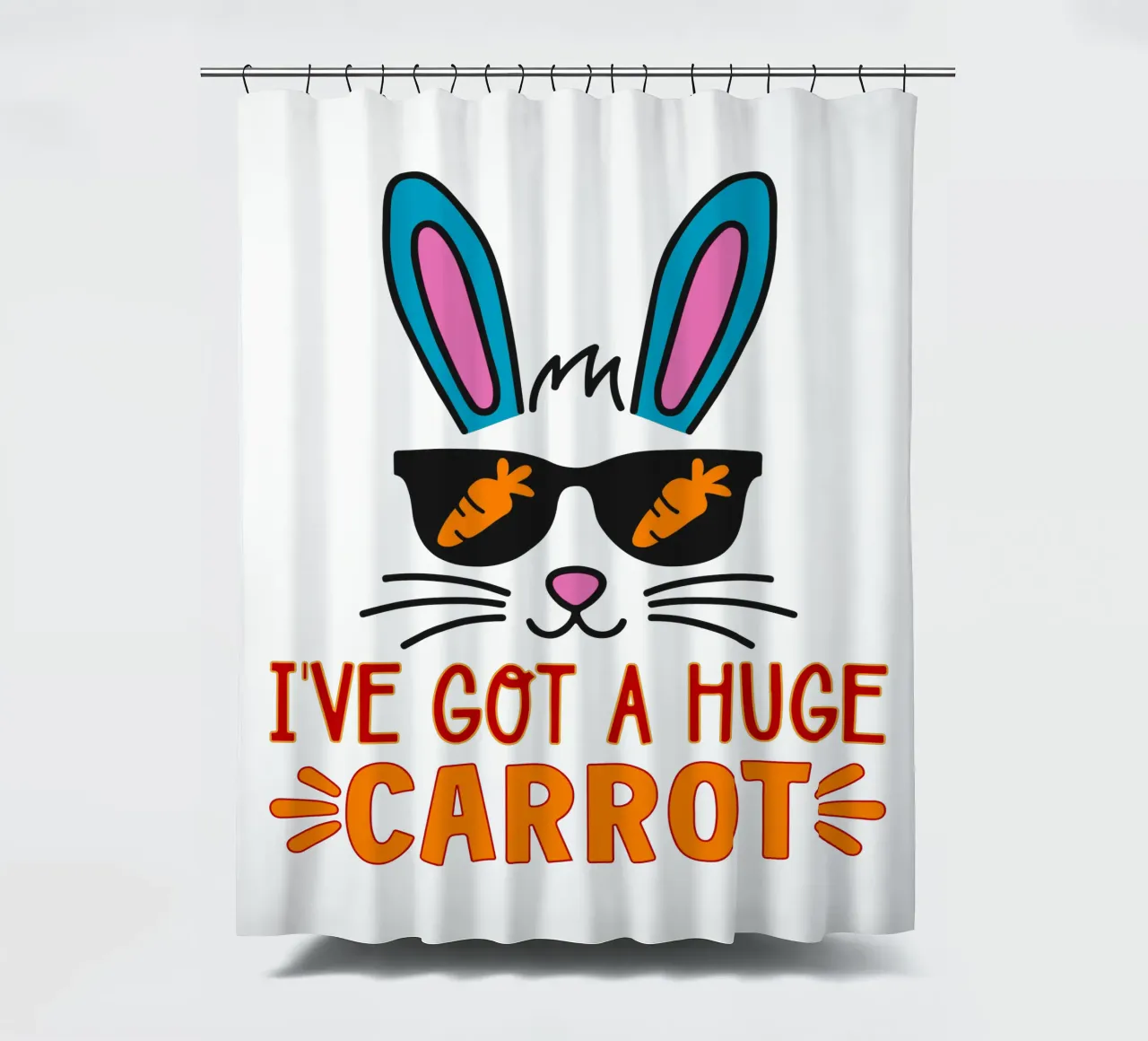 ive got a huge carrot, happy easter funny art shower curtain by onefeelshop