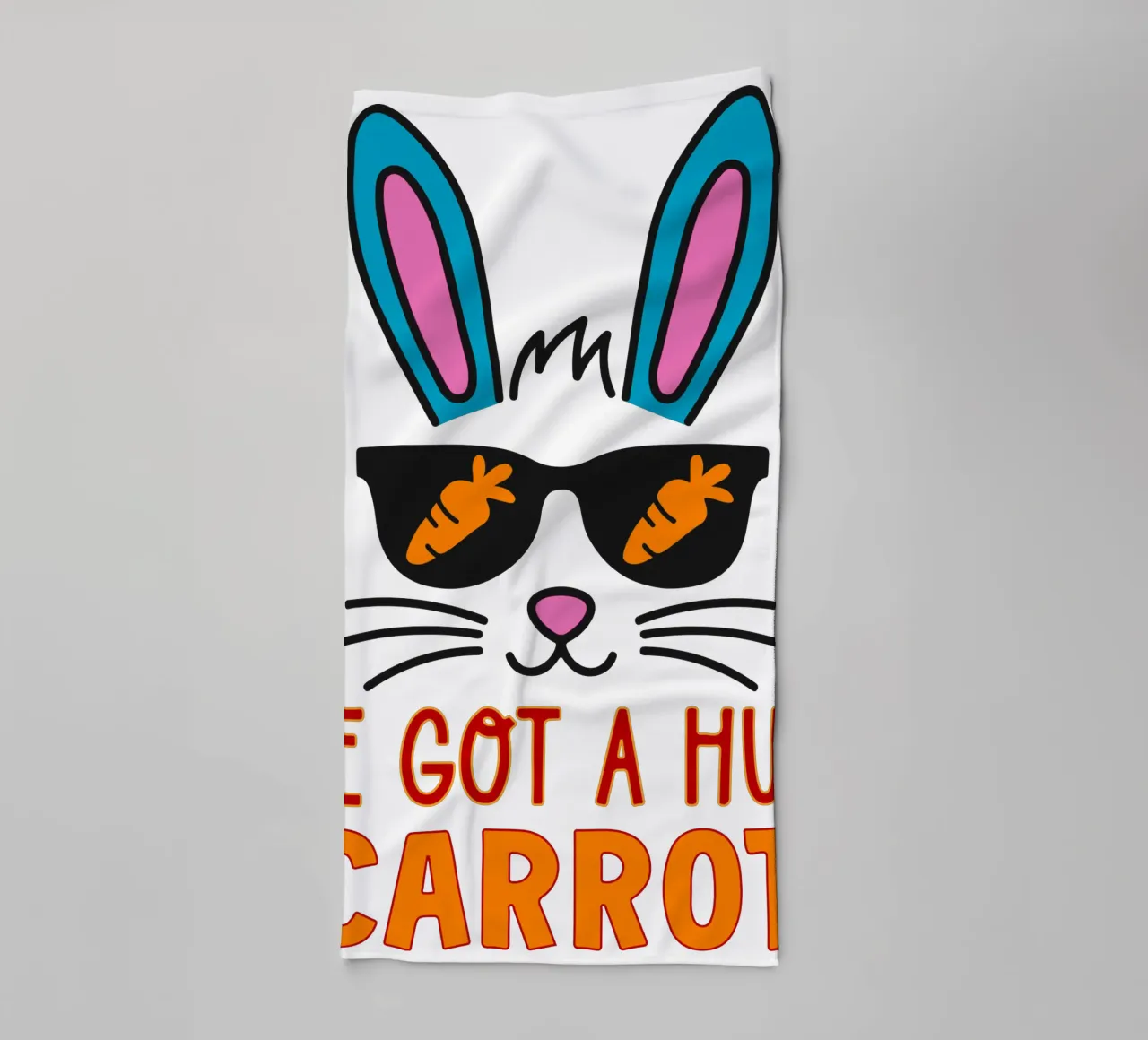 ho una carota enorme, felice Pasqua arte divertente asciugamano da bagno da onefeelshop