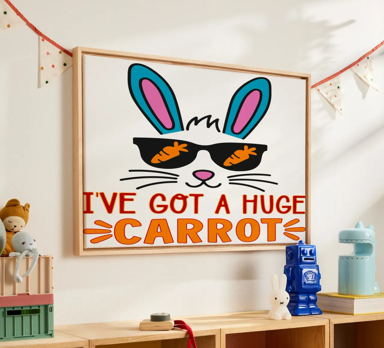 ive got a huge carrot, happy easter funny art canvas with Floater frame by onefeelshop