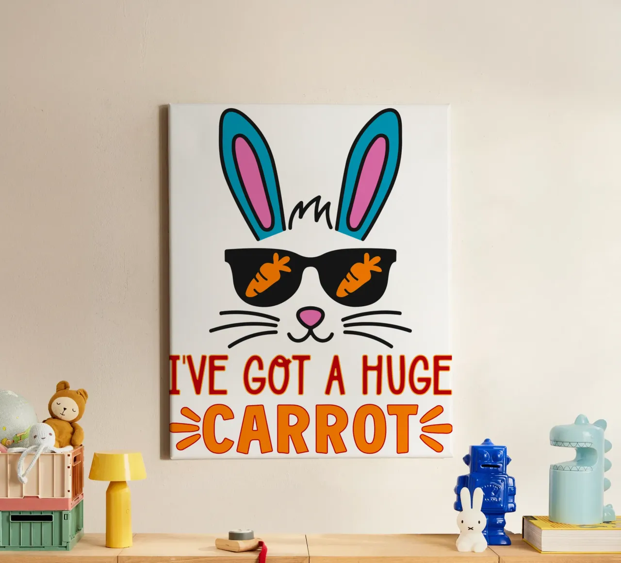 ive got a huge carrot, happy easter funny art canvas with Floater frame by onefeelshop