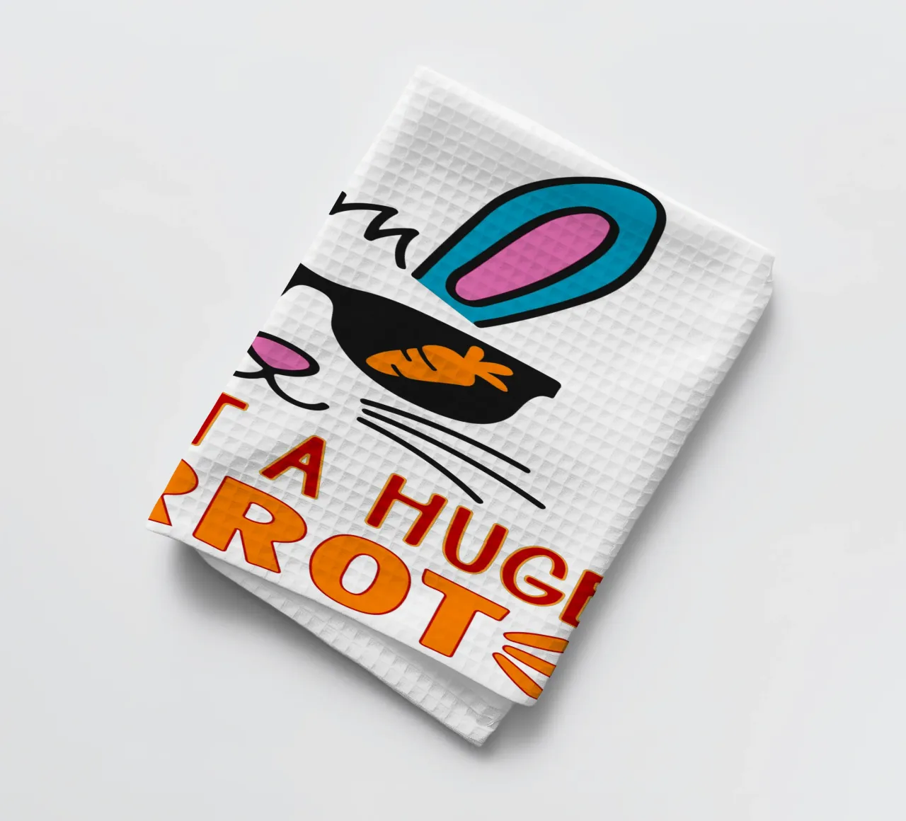 ive got a huge carrot, happy easter funny art tea towel by onefeelshop