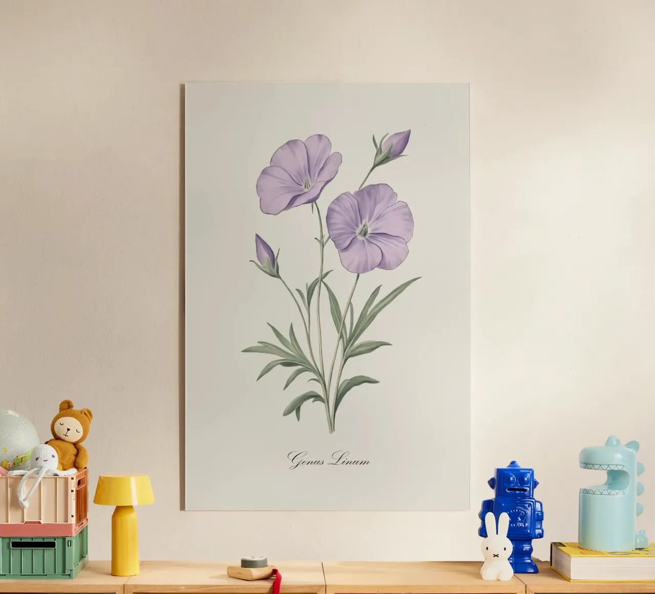 Illustrazione di fiori di lino plexiglass da Melloi Art Print