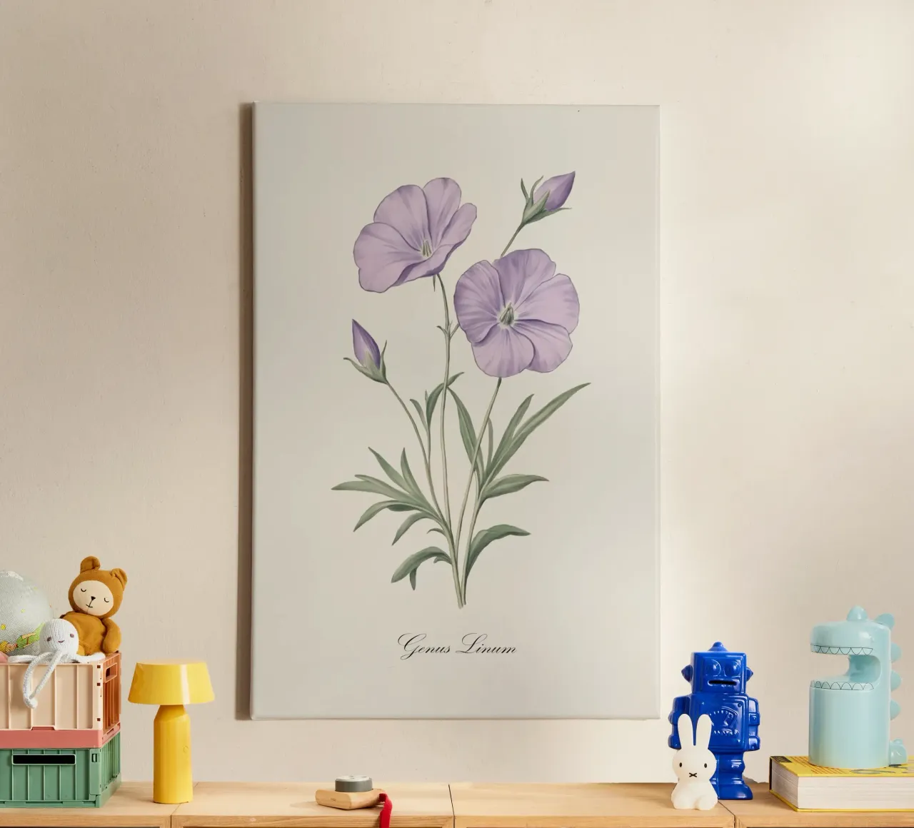 Flax Flowers Illustration canvas by Melloi Art Print