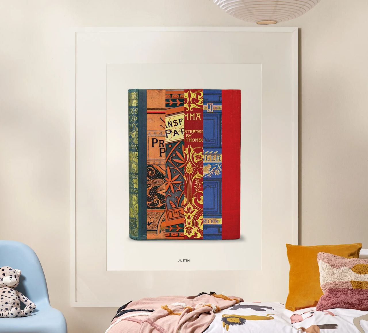 Jane Austen - Abstract Book Cover Art - Literary Gift poster avec cadre en aluminium de MissLiterarty