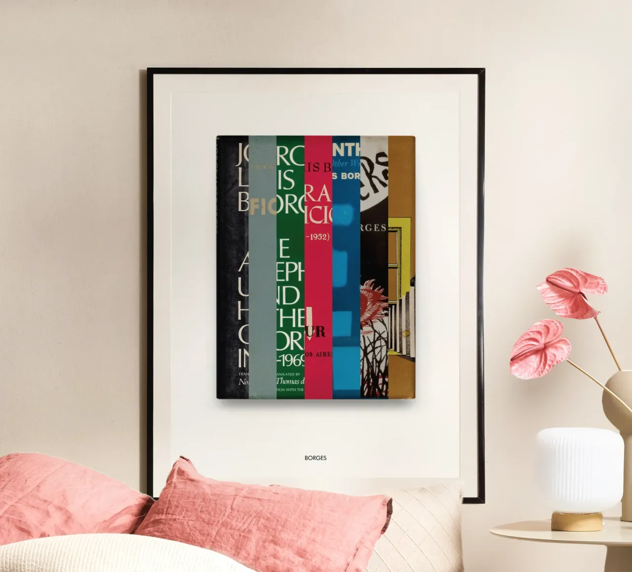 Jorges Luis Borges - Copertina astratta di un libro - Regalo letterario poster con telaio in alluminio da MissLiterarty
