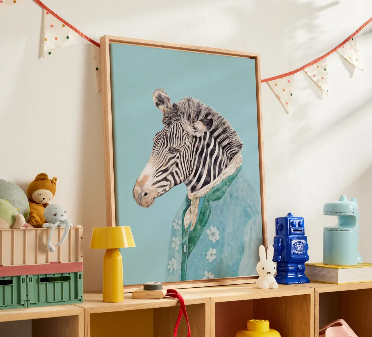 Zebra blu reale tela con Cornice a cassetta da Animal Crew