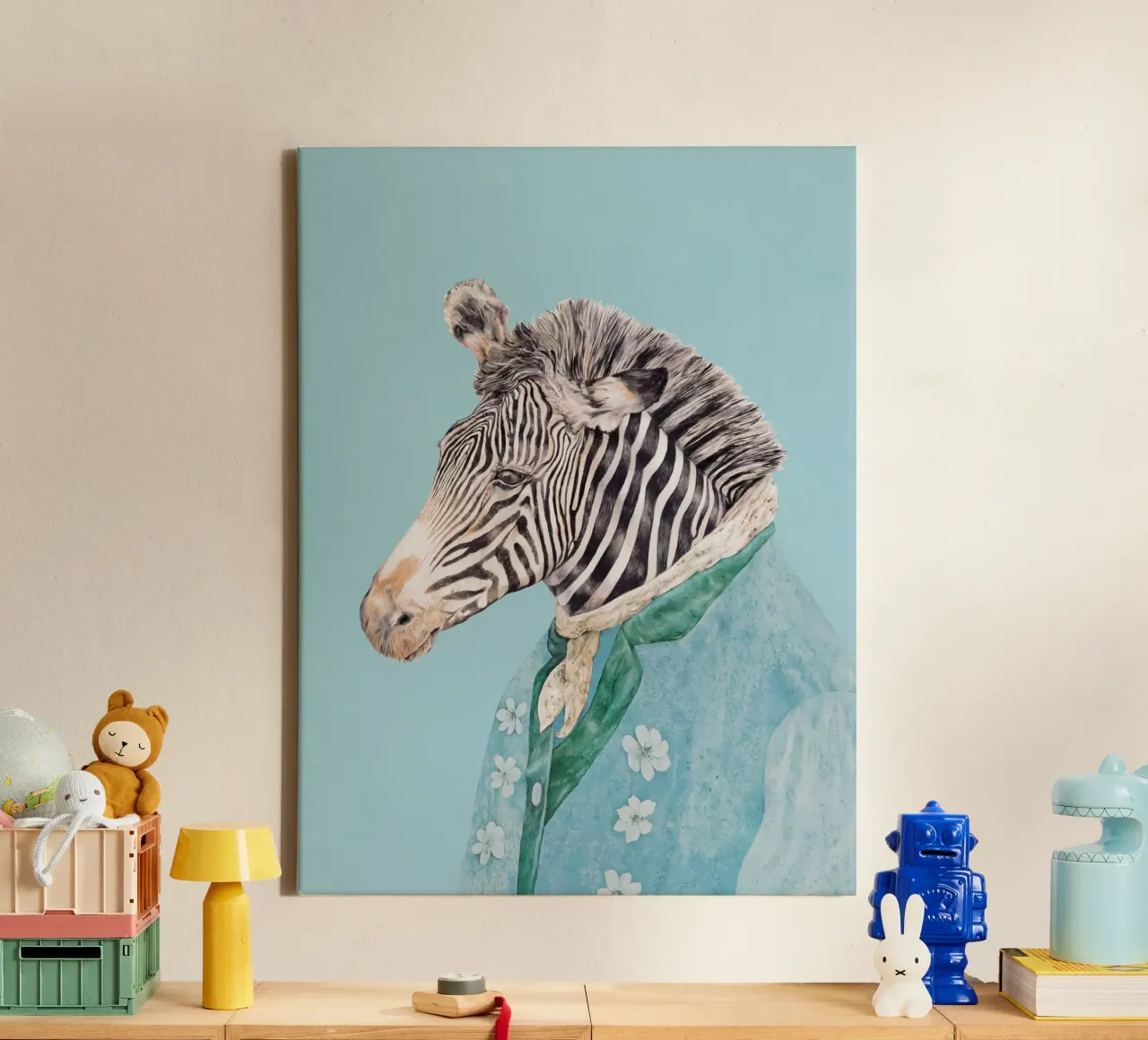 Zebra blu reale tela con Cornice a cassetta da Animal Crew