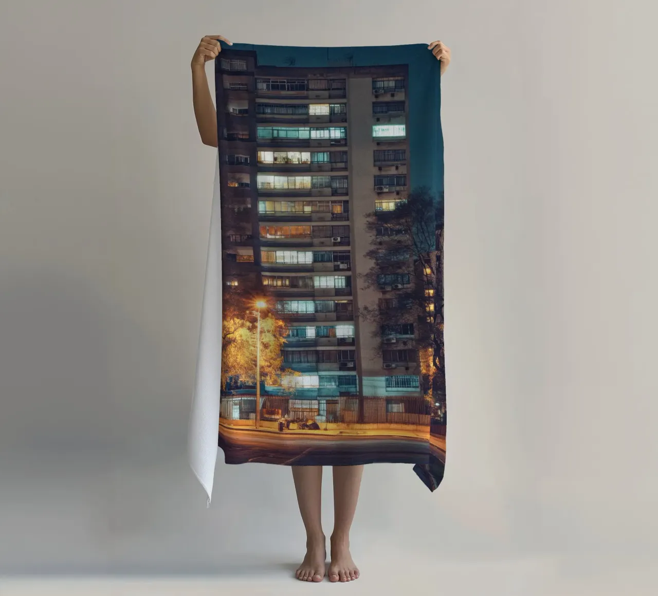 The soul of Buenos Aires buildings beach towel by By Night
