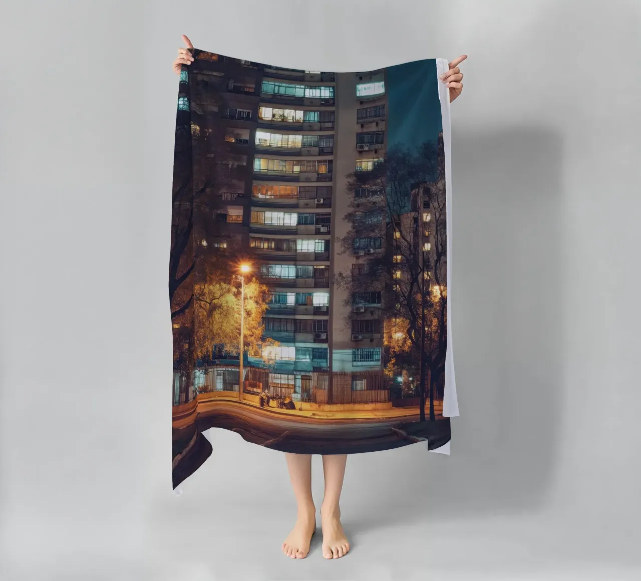 The soul of Buenos Aires buildings beach towel by By Night